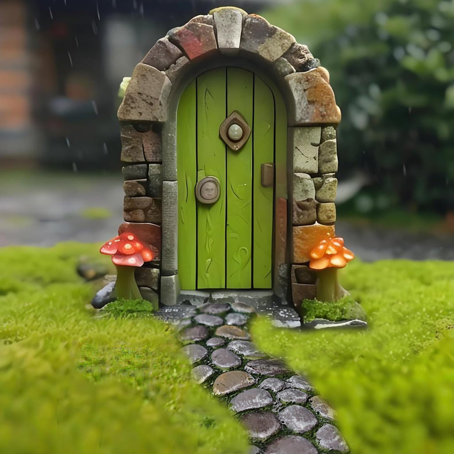 MUAMAX Fairy Garden Pathway, Miniature Stone Road, Green, Resin, Outdoor Statue, Home Decor, Fairy