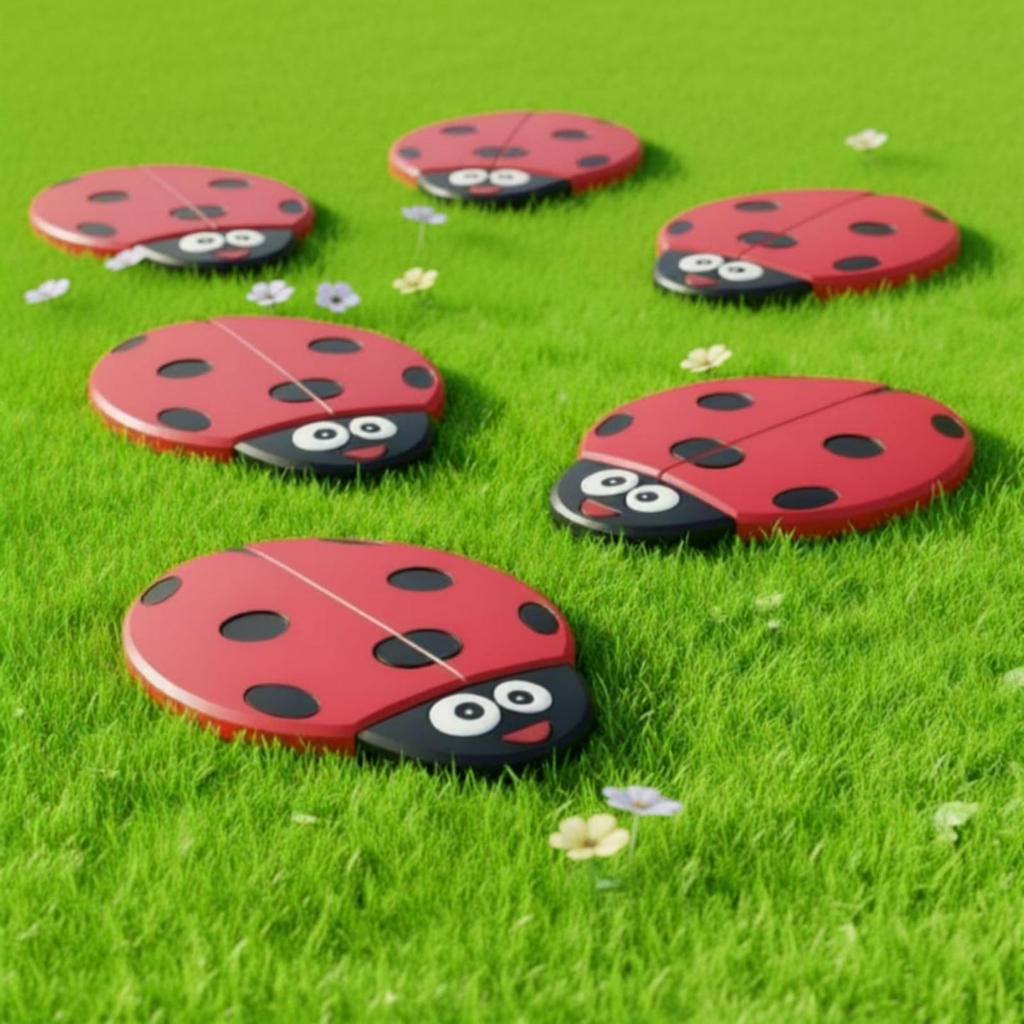 Landical 6 Pcs Ladybug Stepping Stone Garden Stepping Stones Walkway Decorative Stone for Garden Decor Outdoor Flower Beds Yard Decorations
