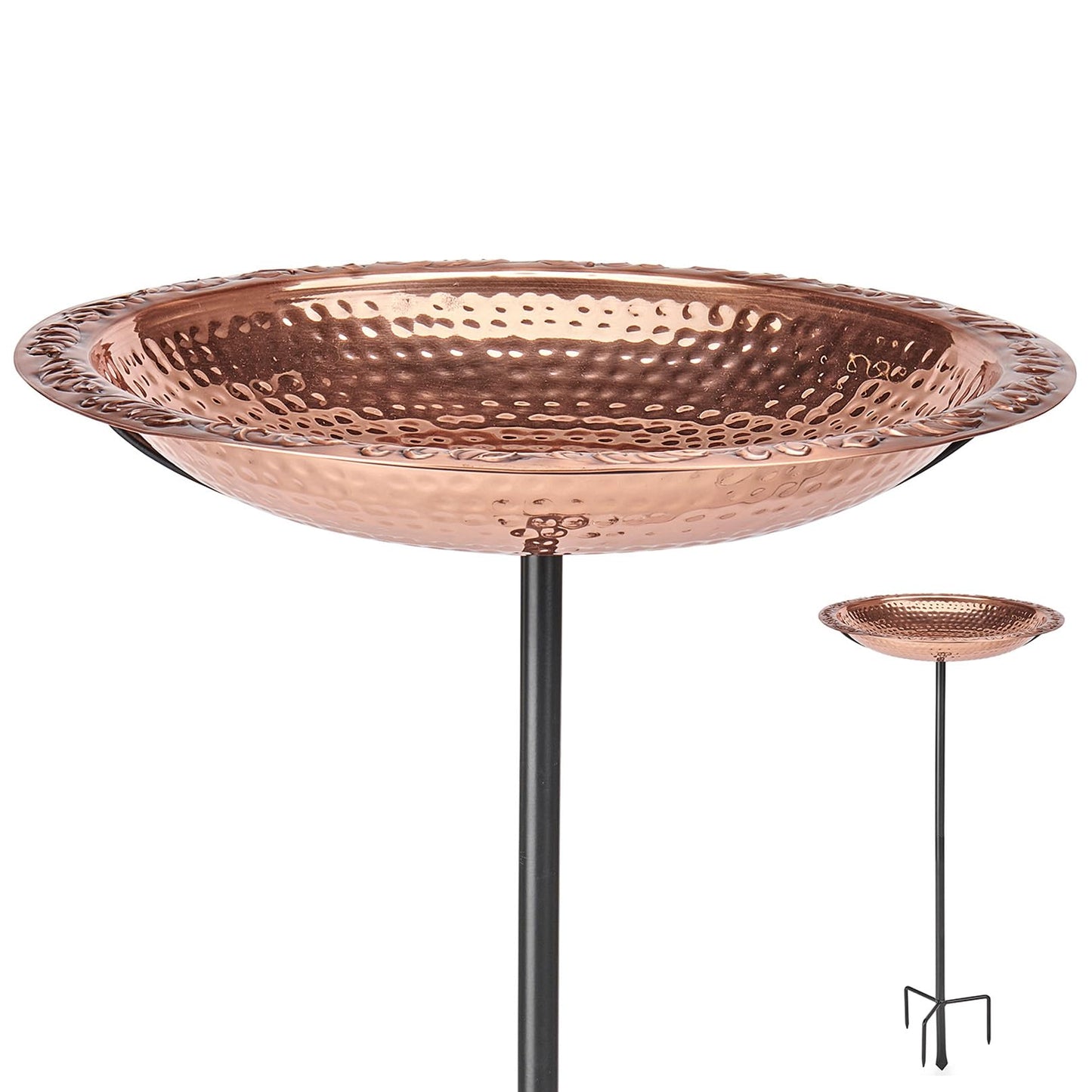 Good Directions BBG18 Copper Bird Bath, Includes Garden Pole, 18” Diameter Basin, Polished Copper