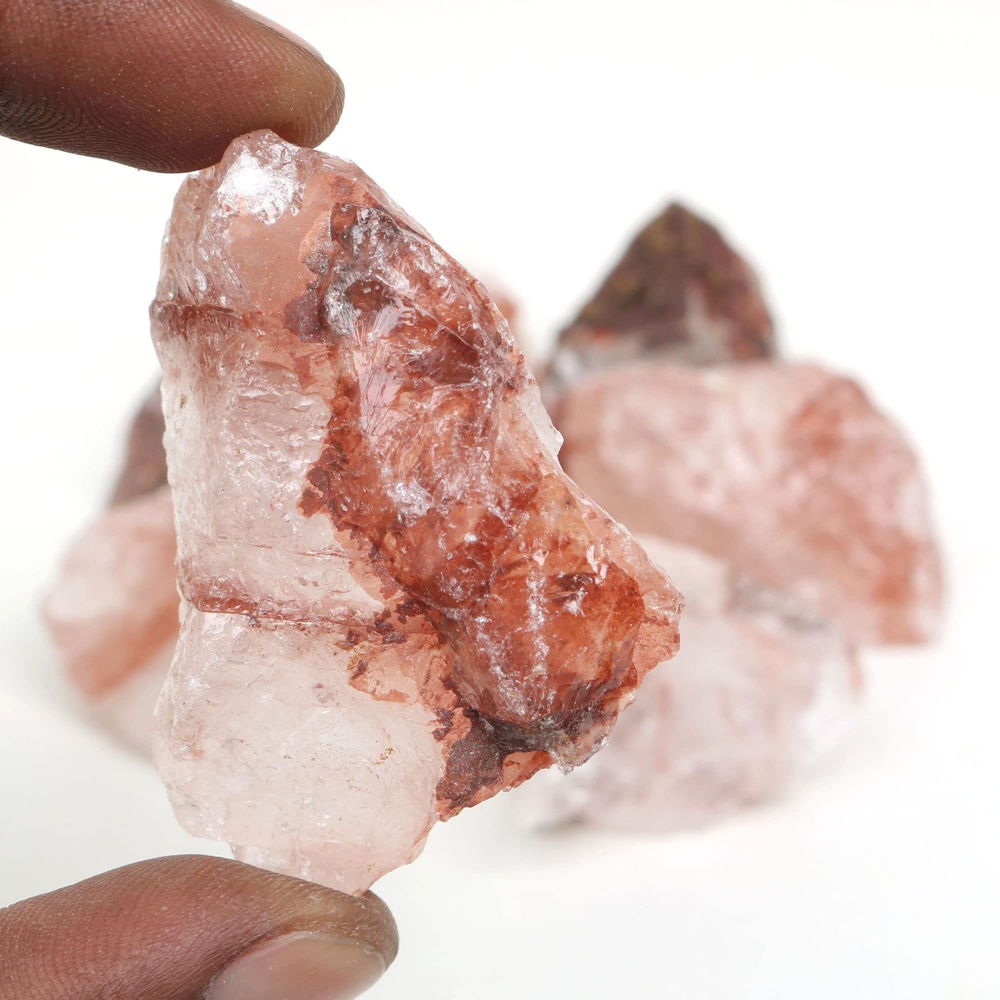 REAL-GEMS Natural Raw Healing Crystals Rough Stones for Tumbling, Cabbing, Polishing, Wire Wrapping, Wicca & Reiki Crystal Healing, Mix Gemstones,7 Chakra (Blood Quartz)