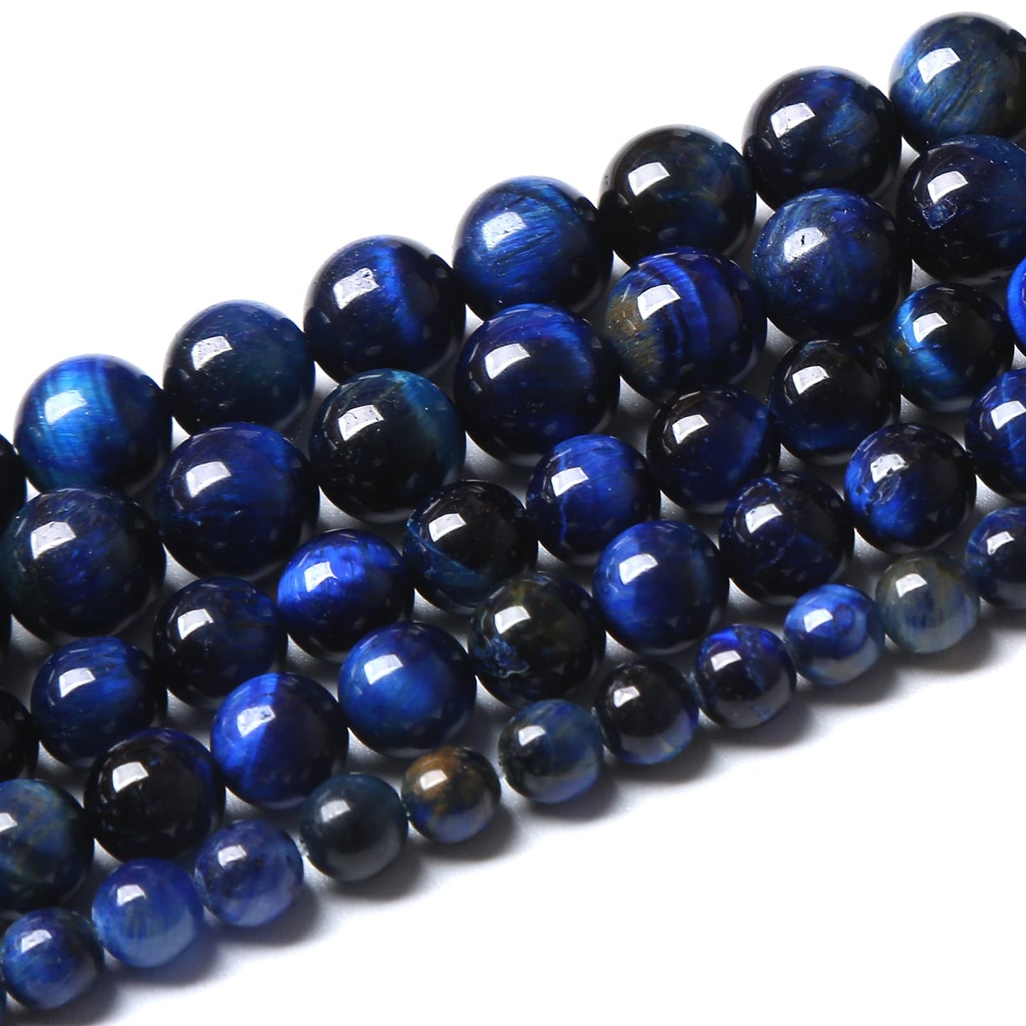 90PCS 8mm Lapis Lazuli Blue Tiger Eye Beads Natural Stone Round Loose Beads Energy Gemstone Healing Power for Jewelry Making 2 Strand 32"