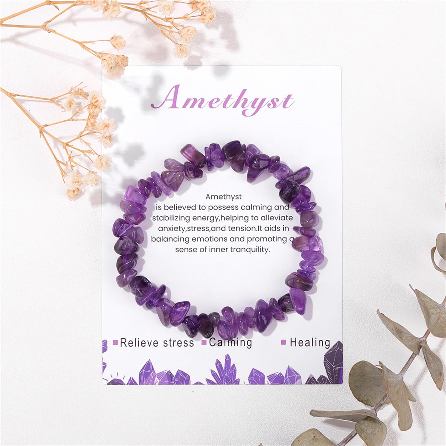 Lit Wall Amethyst Bracelet for Women 8mm Raw Amethyst Bracelet Handmade Natural Stone Gemstone Stretch Bracelet Amethyst Crystal Bracelet for Women Girls