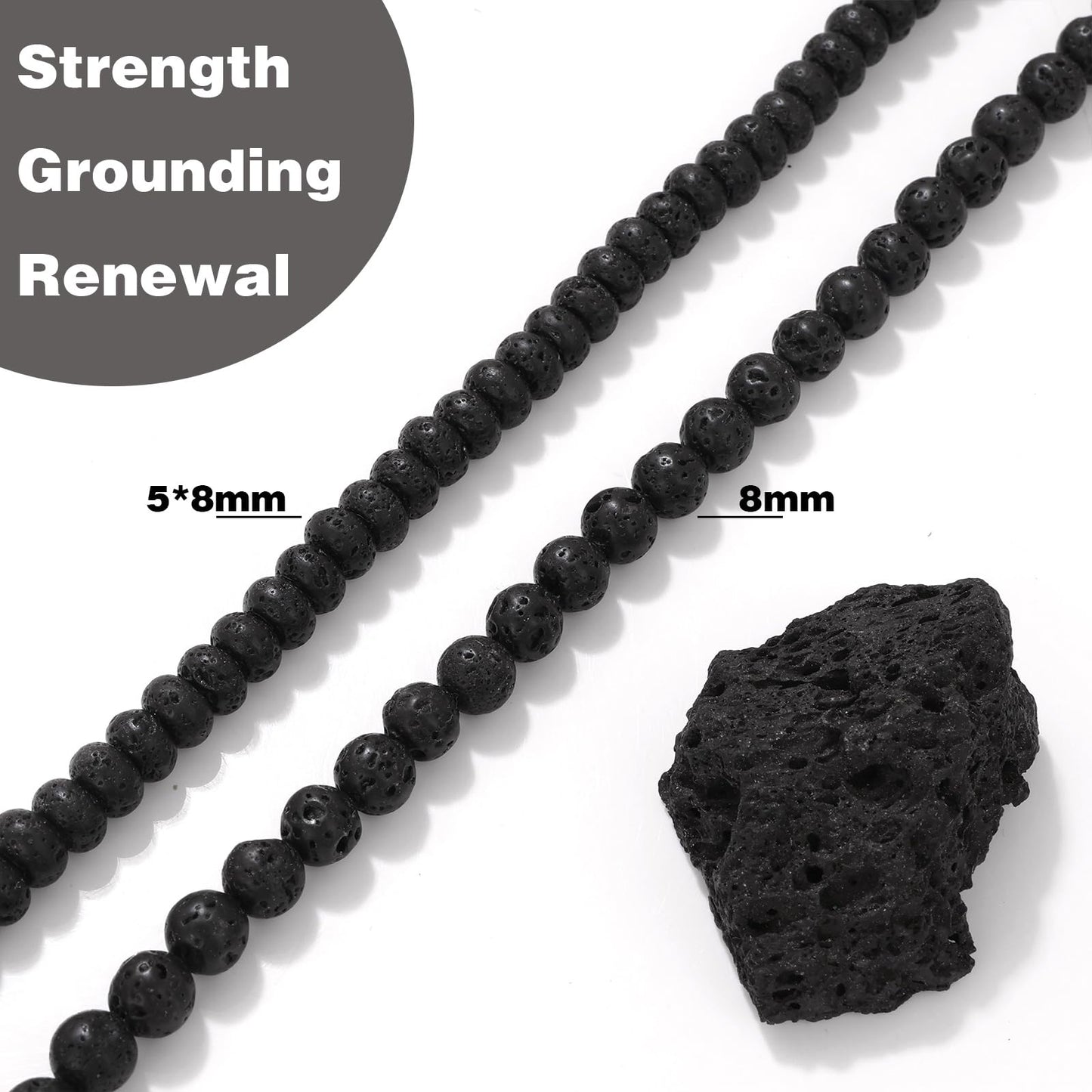 Raicegs 100pcs 5×8mm Rondelle Lava Rock Beads Natural Gemstone Beads Abacus Disk Stone Loose Beads for Jewelry Making DIY Bracelets Necklace