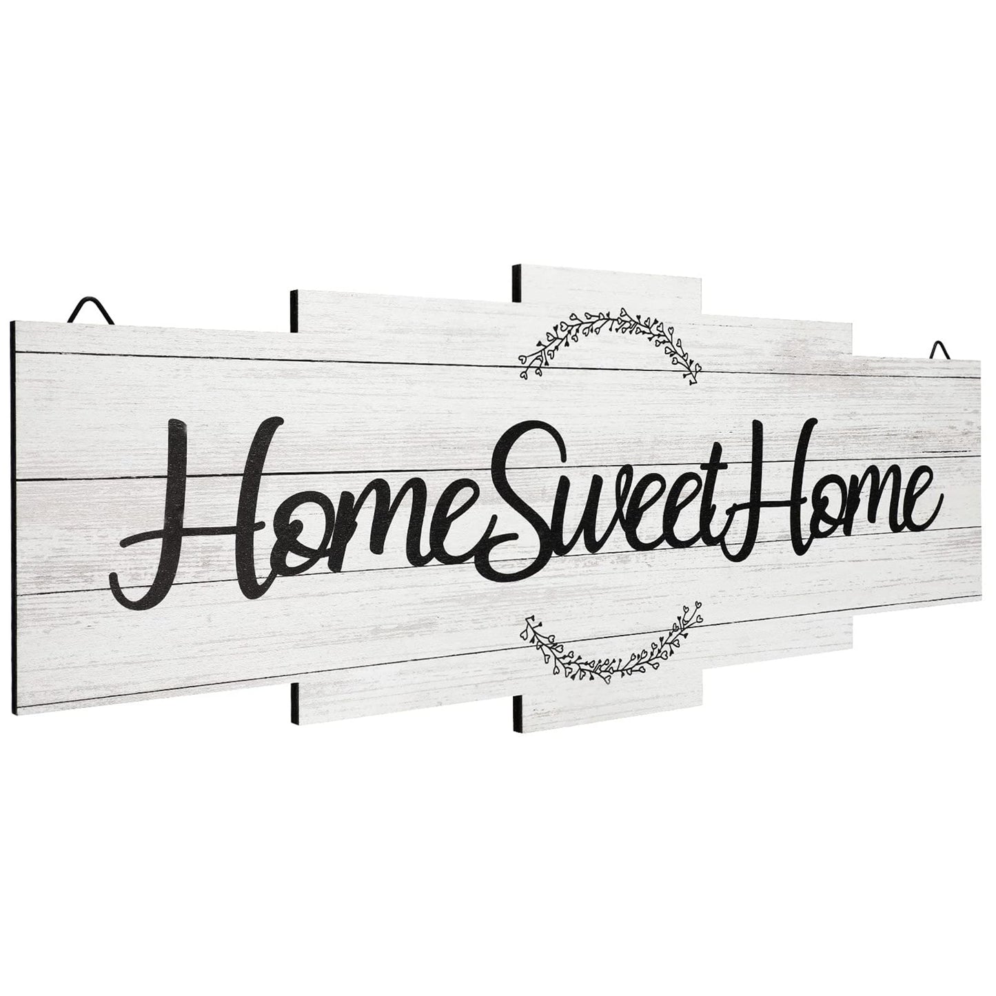 Jetec Home Sweet Home Sign, Rustic Wood Room Wall Decor, Farmhouse Plaque Wall Hanging Wooden Sign for Bedroom, Living Room, Wedding Decor(White)