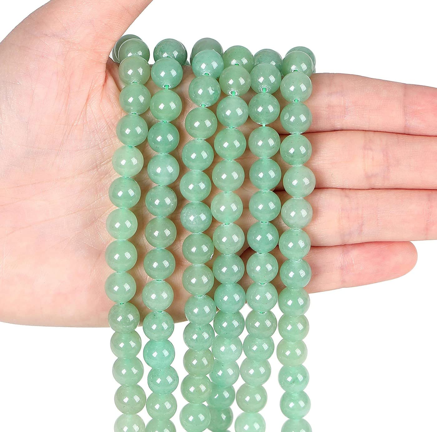 LAIDANLA Green Aventurine 8mm Natural Stone Beads Round Loose Gemstone for DIY Bracelet Necklace Earrings Jewelry Making Polishing Genuine Real Stone Beading 96PCS 2 Strand 32"