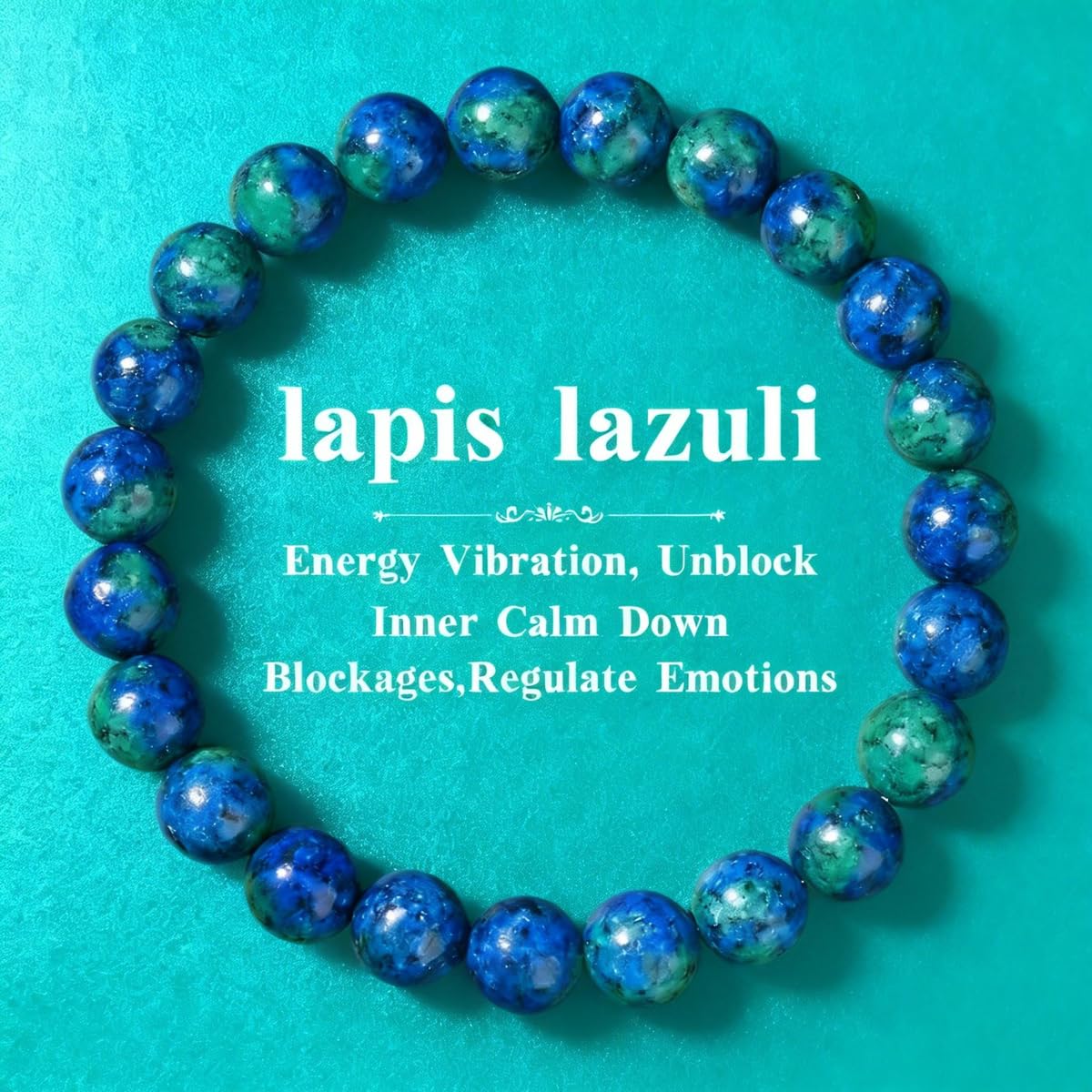 LULUQIFA Natural Stretch Gemstone Bracelet for Women Men,8mm Bead Crystal Semi-Precious Gem,Elastic Handmade Round Beaded Stone,Spiritual Energy Yoga Chakra Jewelry for Her Him Wife Mom Gifts (Lapis lazuli)