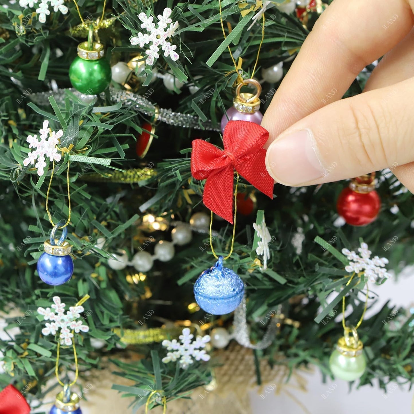 iLAND Mini Christmas Tree Tabletop Small Christmas Tree 12 inch Cute Xmas Table Decoration for Office Desk Shelf Dorm Party Tiny Table Top Décor Miniature 1/6 Scale Elf Accessories Shining Xmas Gift