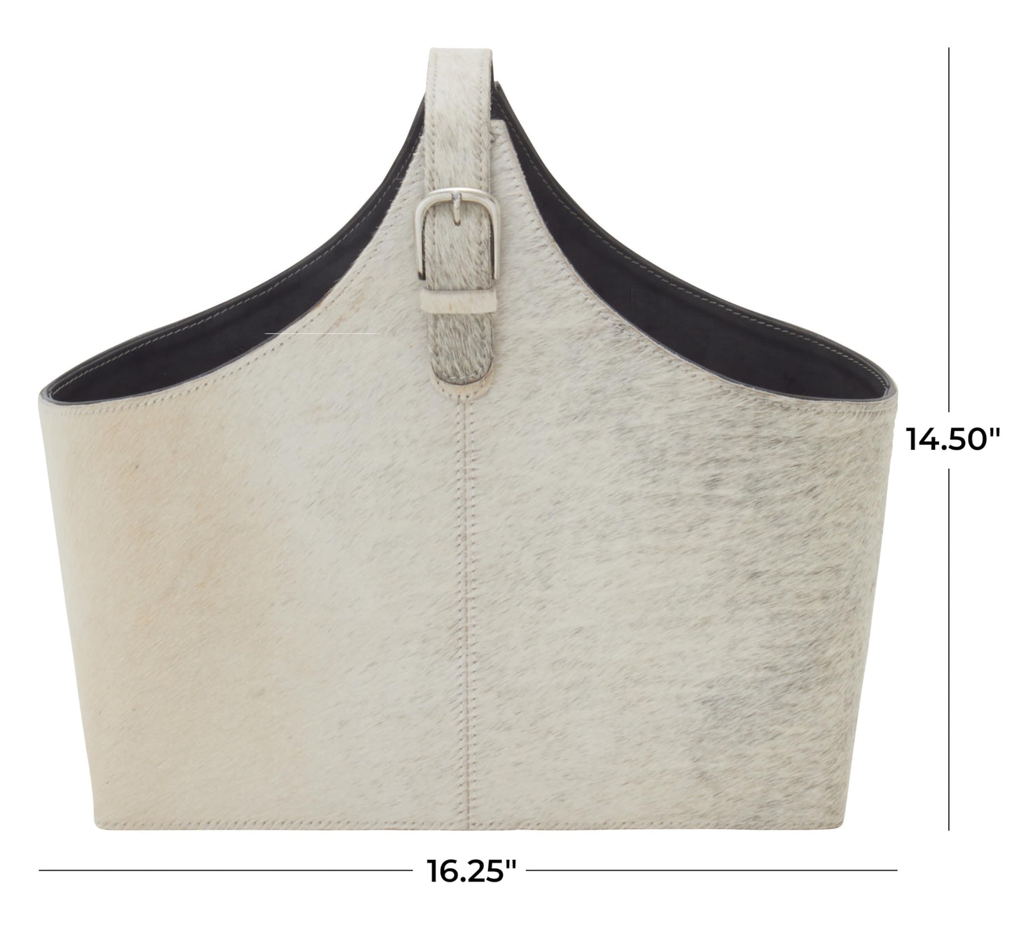 Deco 79 Leather Handmade Box Style Single Slot Magazine Holder with Detail Stitching and Curved Handles, 17" x 5" x 15", Gray