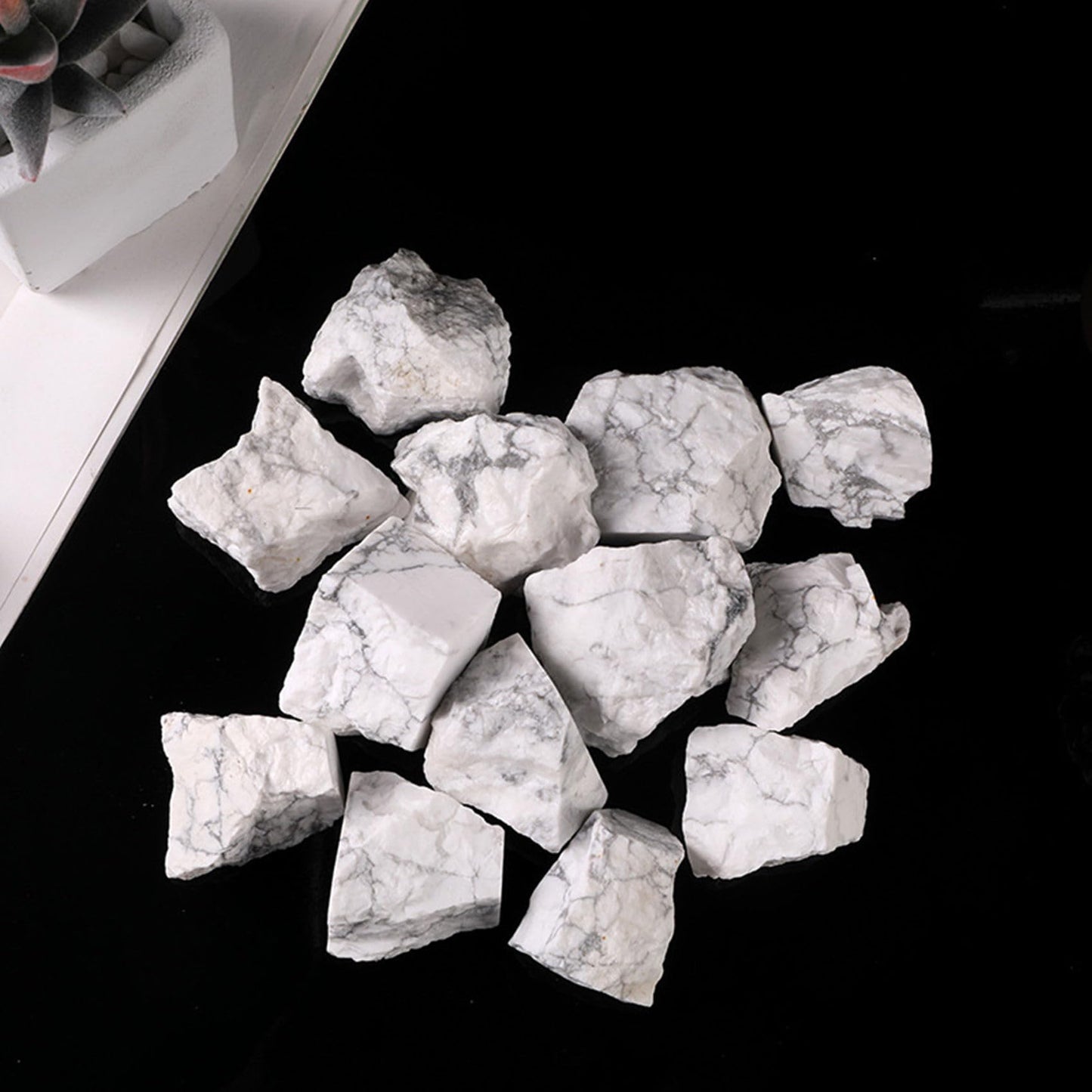 Howlite Raw Crystals Healing Crystals Natural Rough Stones 1.2-2" for Tumbling, Fountain Rocks, Yoga, Meditation, Polishin, Gift 21