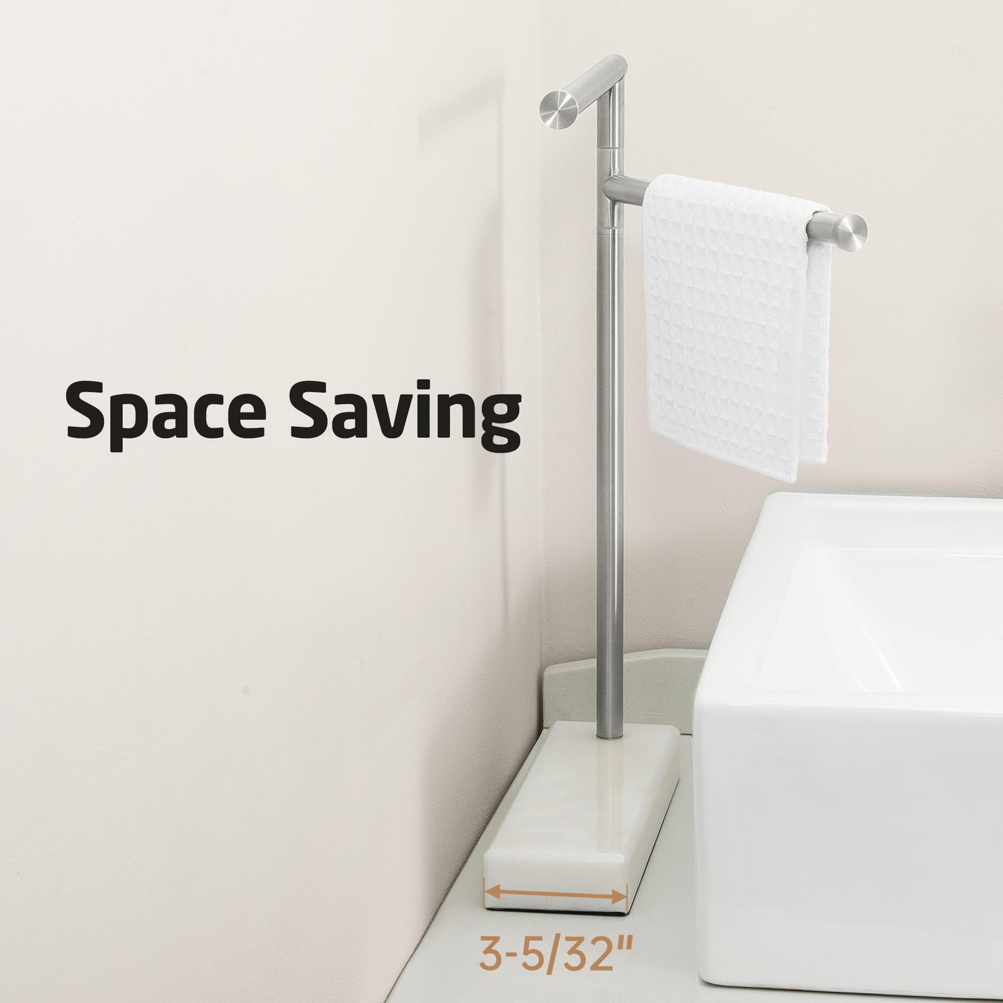 KES Hand Towel Holder Stand for Bathroom, Countertop Towel Stand Swivel with Marble Base, 17.3" 2 Arms Hand Towel Holder Freestanding Counter Top 18/8 Stainless Steel Brushed Finish, BTH233A-2
