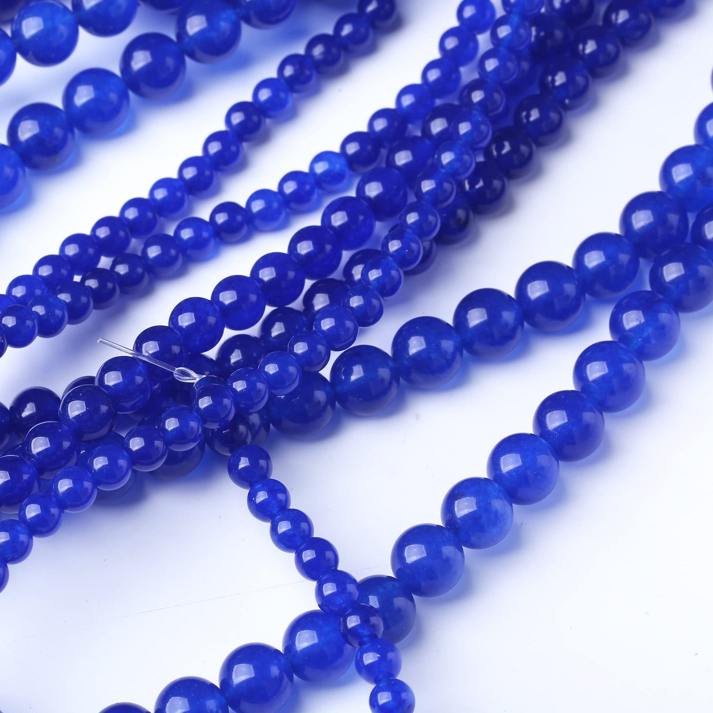 10MM Dark Blue Chalcedony Round Loose Beads Natural Gem Beads Crystal Energy Stone Beads for Jewelry Making DIY Bracelet Necklace