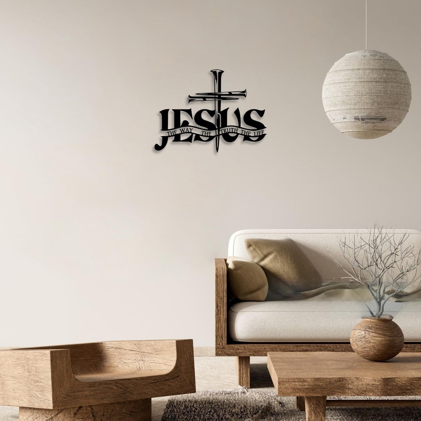 Cross Jesus Truth Metal Wall Decor - Religious Spiritual Faith Room Decor Black Wall Art Home Decor for Living Room, Bathroom, Bedroom, Dining Room, Church (Black)