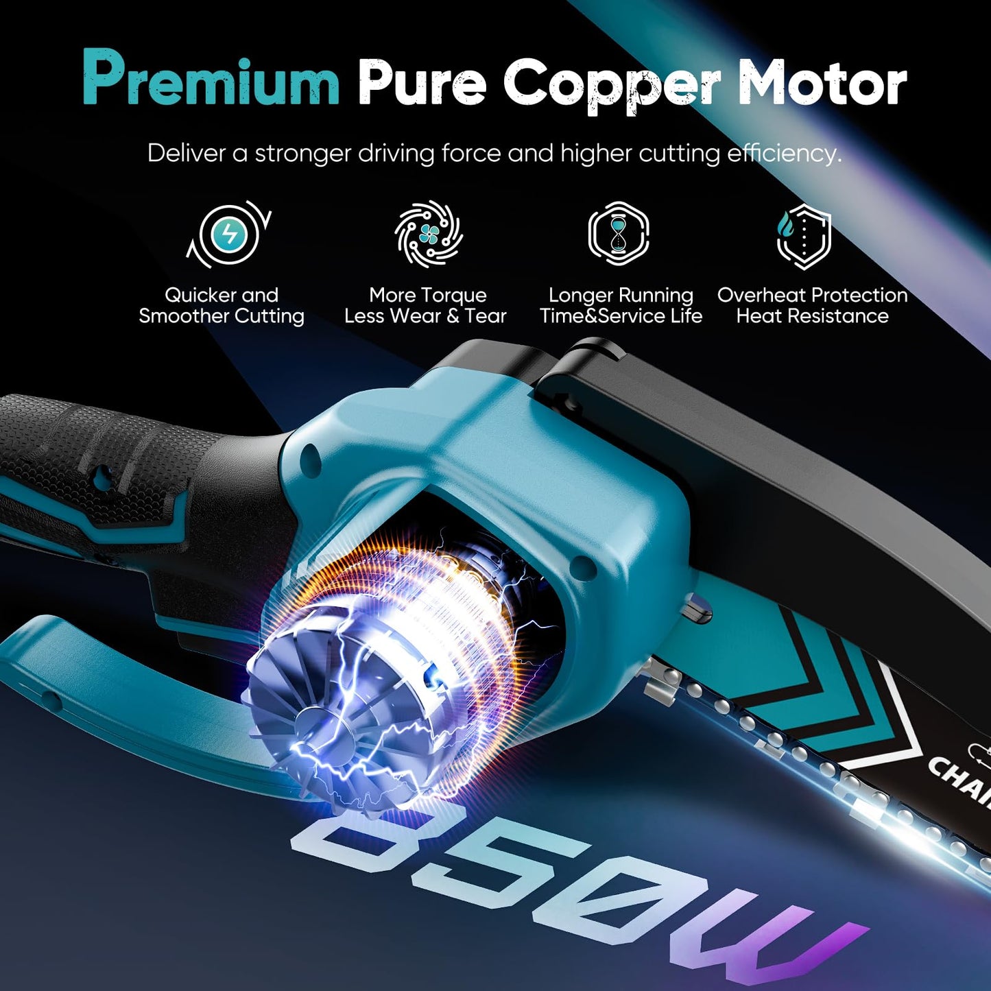 Mini Chainsaw- 6 Inch Electric Mini Chain Saw Cordless Battery Powered One-Hand Tree Trimming Saw with 2 Batteries, Portable Gardening Gadgets for Men, Unique Birthday Gifts (Blue)