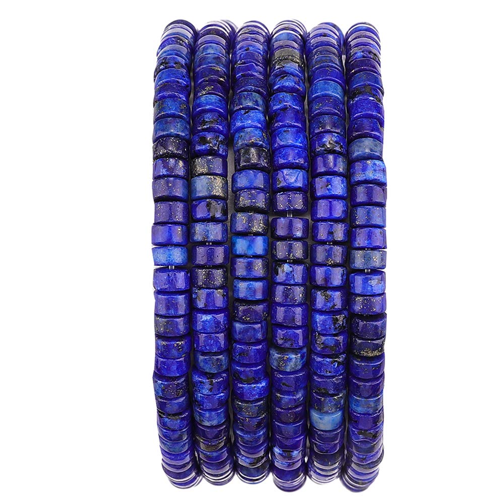 BEADIA Natural Lapis Lazuli Spacer Beads Caps Loose Semi Gemstone for Beading Jewelry Making 4mmx2mm 38cm