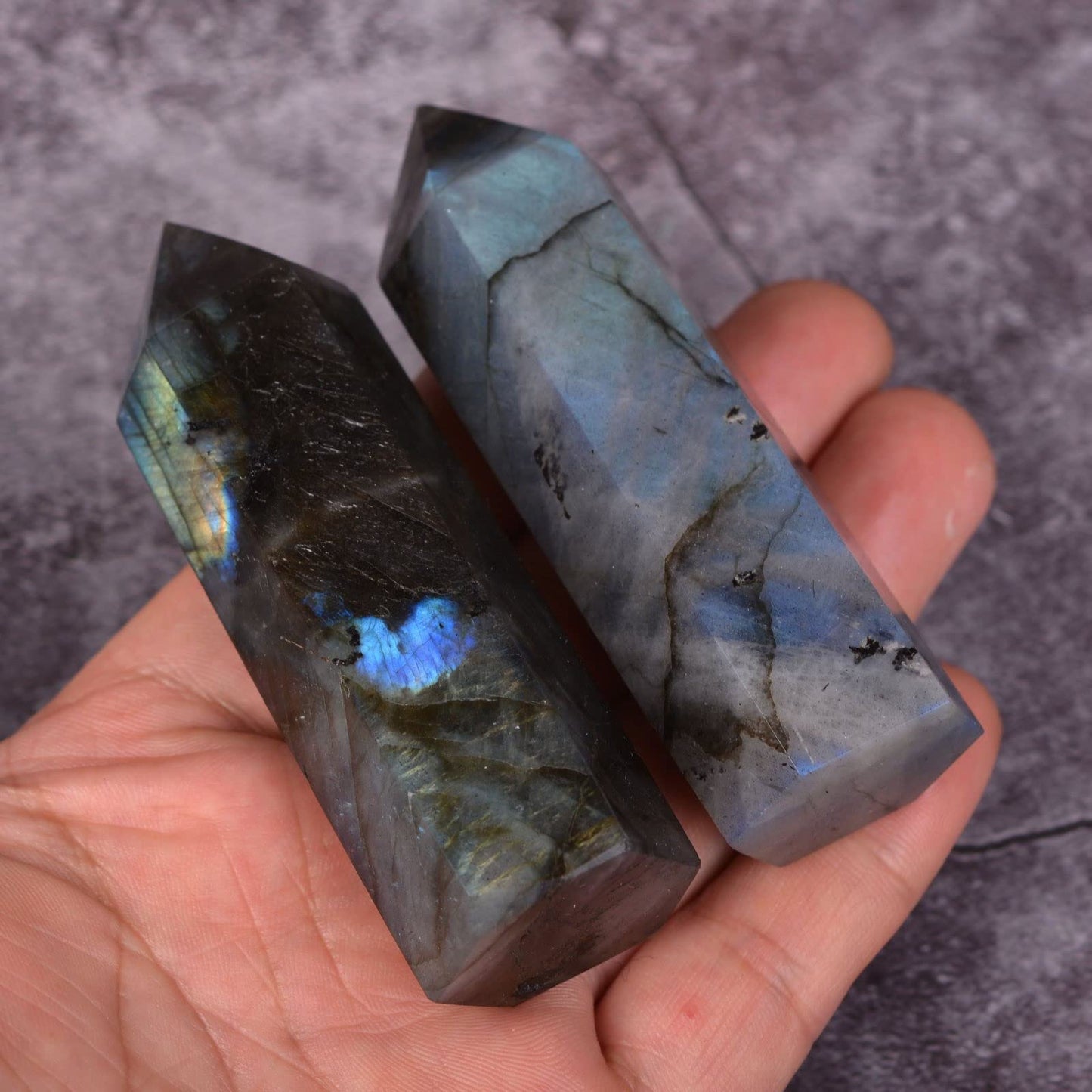 Large Labradorite Crystal Tower Healing Crystal Wand For Spiritual Use Hexagonal Point Reiki Chakra Gemstone Home Office Decor