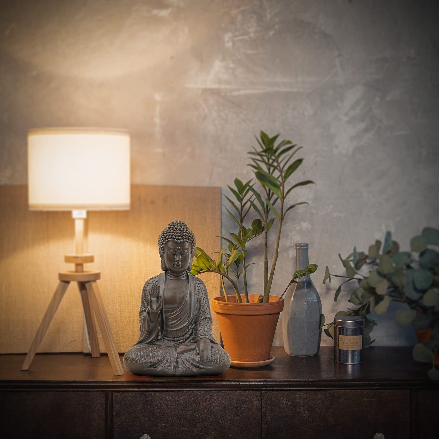 Leekung Buddha Statue for Home Decor,Buddah Statute Zen Decoration,Meditation Buddha Decor Brown 7 inch