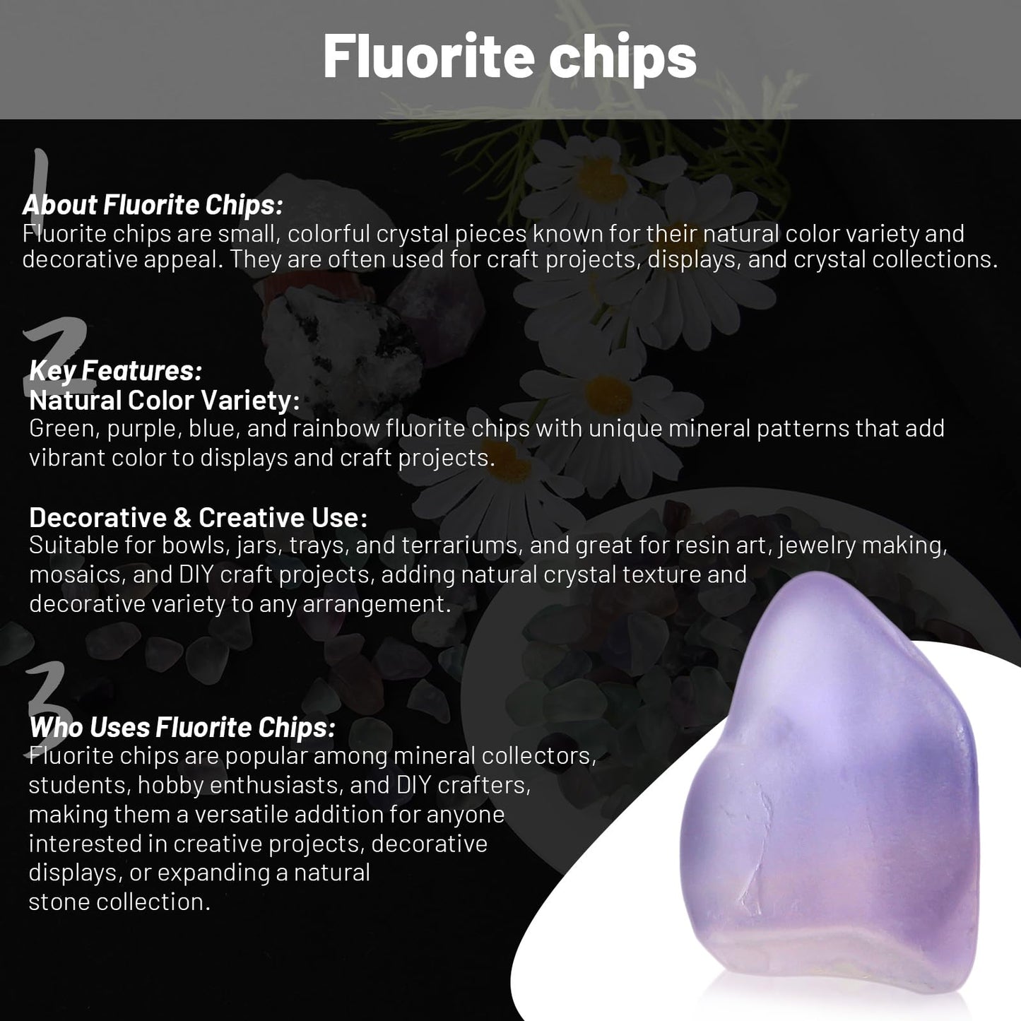 1.1lb Natural Crushed Fluorite Crystal Tumbled Chips-Healing Crystals Chips Bulk, Crushed Crystal Gemstones for Crafts, Beautiful Package for Gift (Fluorite)