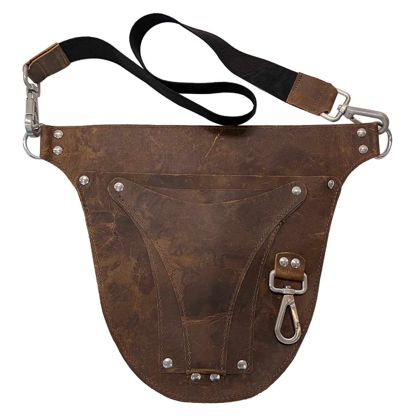 Hulara Brown Full Grain Leather Florist Tool Bag for Gardener Farmer Tools Holster With Adjutable Belt for Florists, Small Carpenter Electrician Organizer Kit.