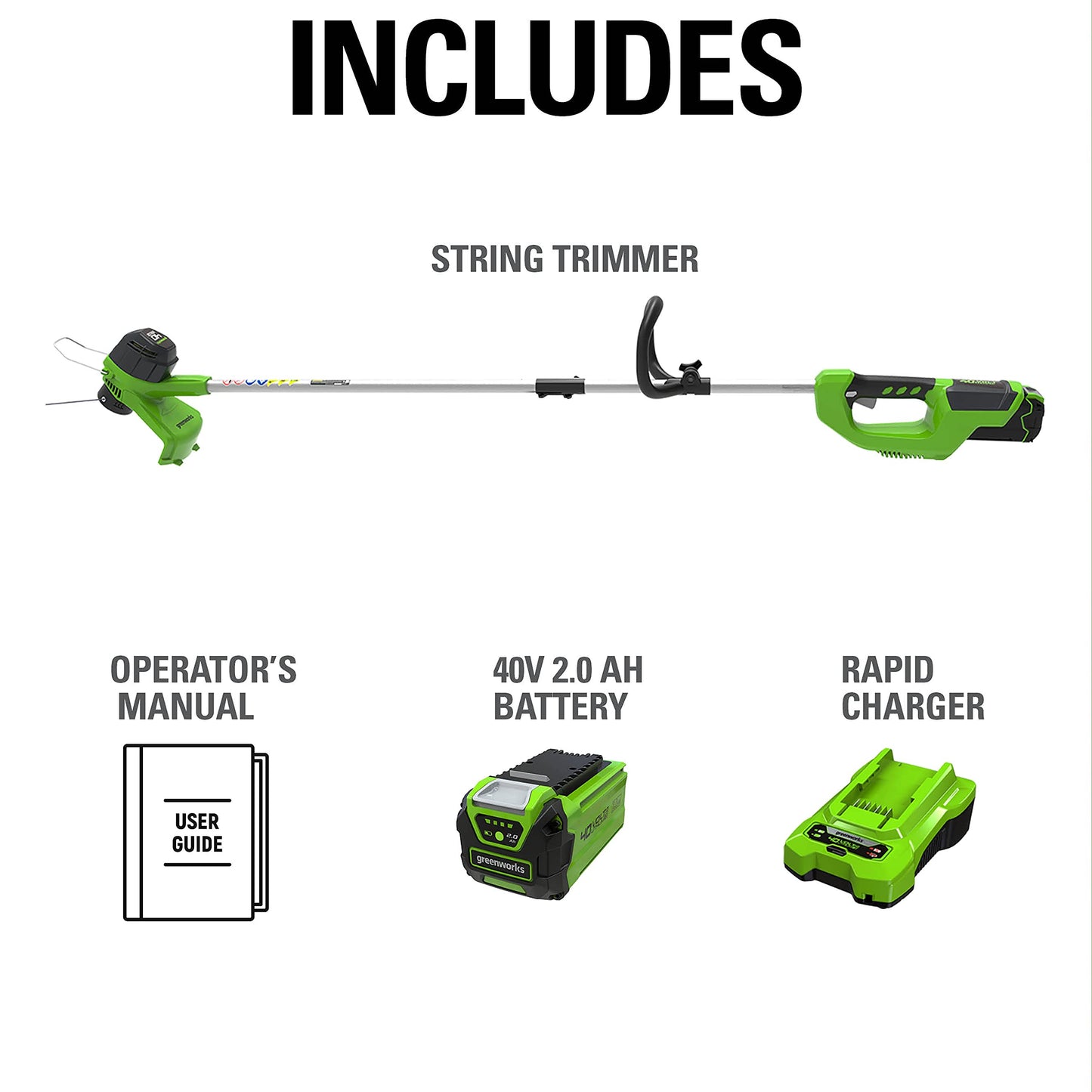 Greenworks 40V 12" Cordless String Trimmer, 0.065" Dual Line with Auto Feed, Variable Speed, Lightweight Weed Eater, 3-Year Warranty