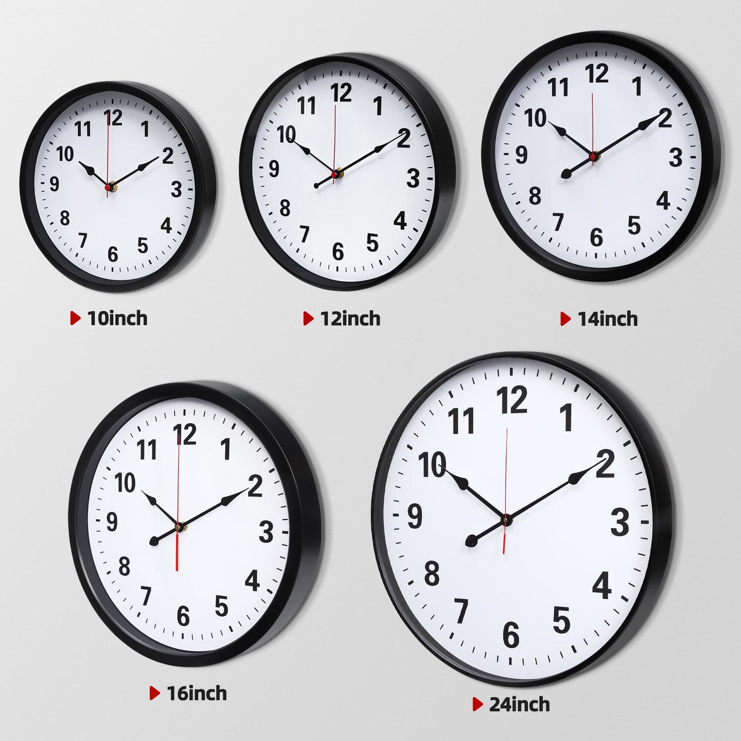 LEIKE Metal Large Wall Clock 24IN Black, Retro Silent Quartz Battery Operated, Decorative for Patio, Kitchen, Living Room, Bedroom, Pool