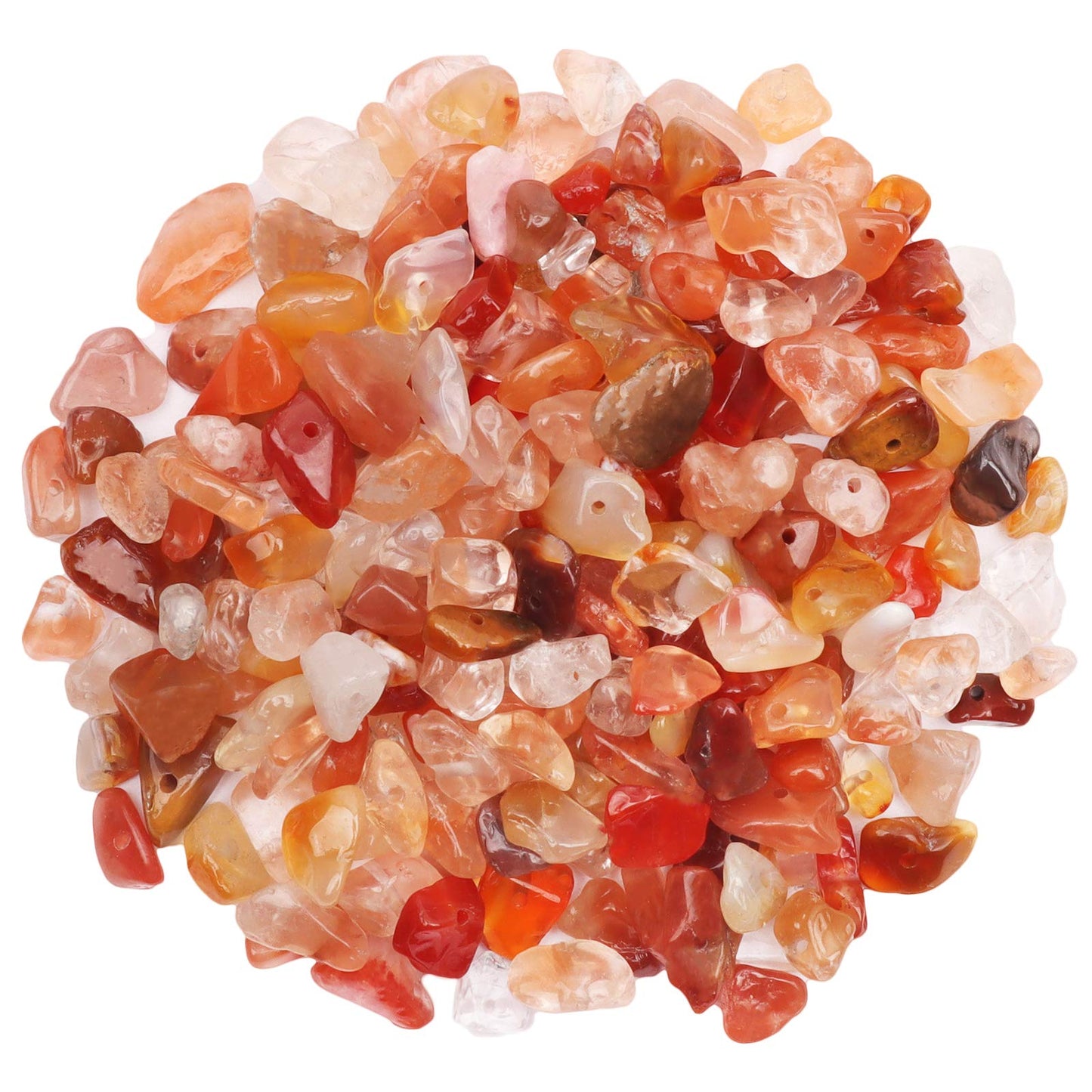 500 pcs Natural Chip Stone Beads, Red Agate 5-8 mm Irregular Gemstones Healing Crystal Loose Rocks Bead Hole Drilled for Jewelry Making Bracelet