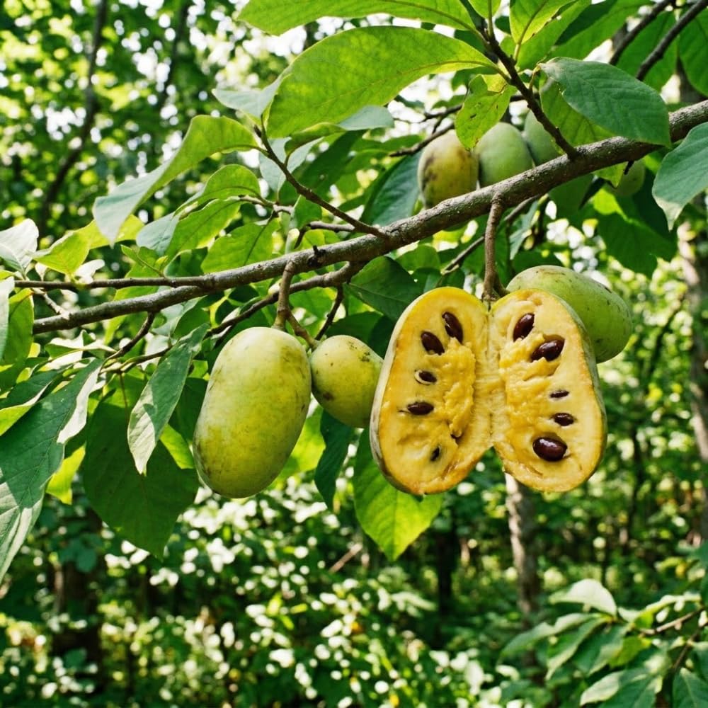 Set 2 Pawpaw Tree Live Plants, Paw Paw Bare Root Plant for Planting, Well Rooted, 8-12 Inches Tall, Sweet Fruit Tree for Garden
