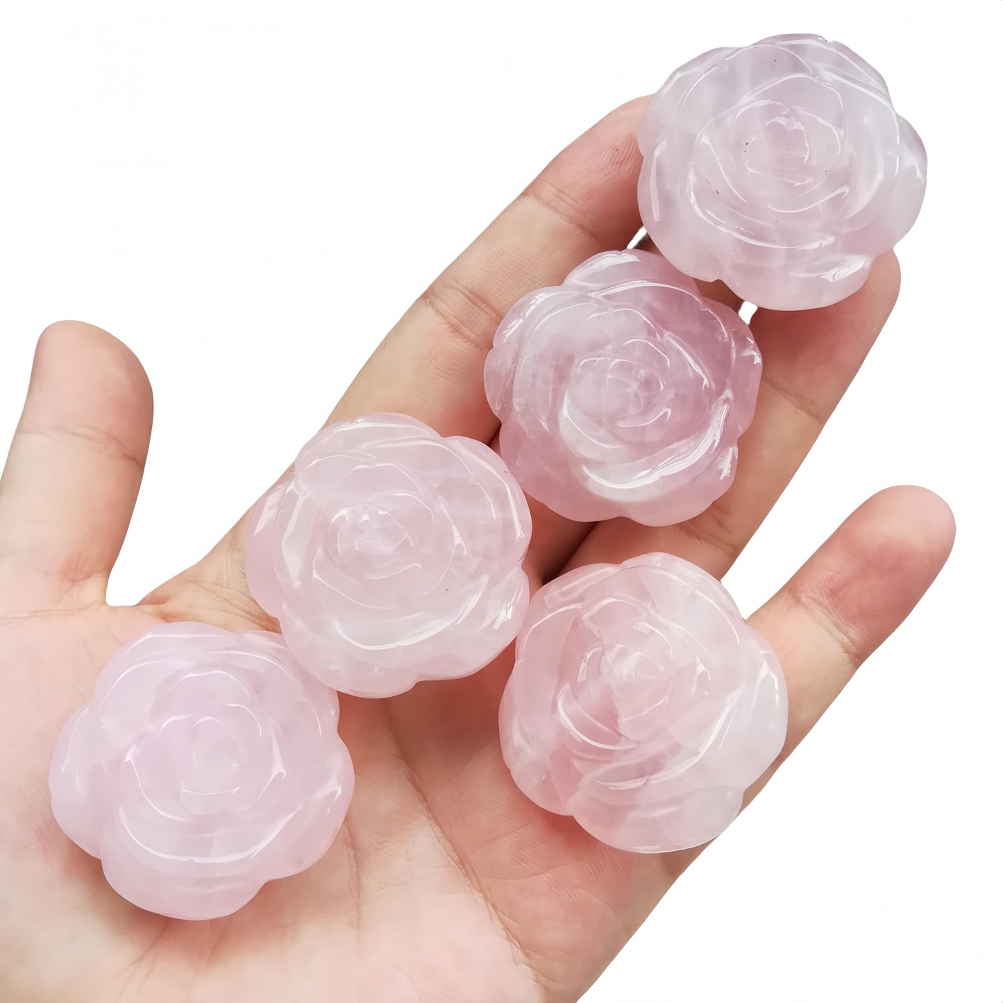 Sunshcat Natural Rose Quartz Crystal Rose Pendant,Three Dimensional Carved Healing Meditation Jewelry Crystals and Healing Stone Figurine,Suitable for DIY Jewelry Making and Valentine's Day Gift