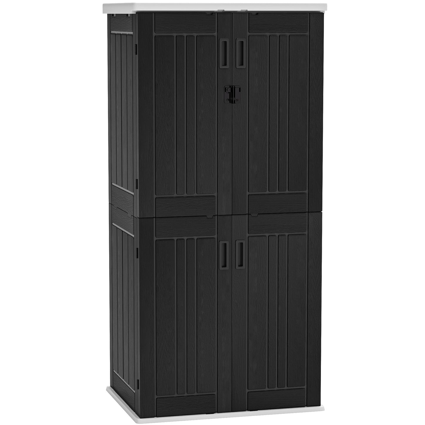 YITAHOME Outdoor Tall Storage Cabinet with 4 Shelves, Waterproof Resin Vertical Tool Shed, Lockable 30 cu. ft. Storage Shed for Patio, Garden, Yard, Dark Gray