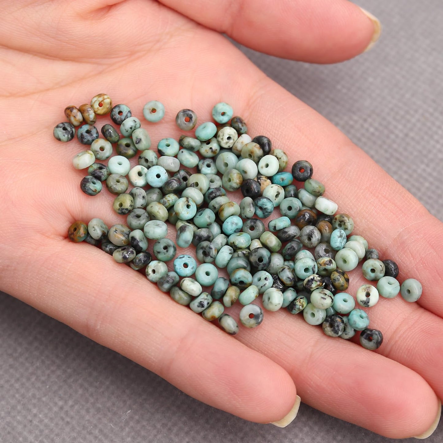 BONNY BOXX 1 Strand (150PCs) Natural 2 * 4mm African Turquoise Rondelle Beads, Natural Abacus Disk Stone Beads Loose Spacer Gemstone for DIY Bracelet Necklace Jewelry Making
