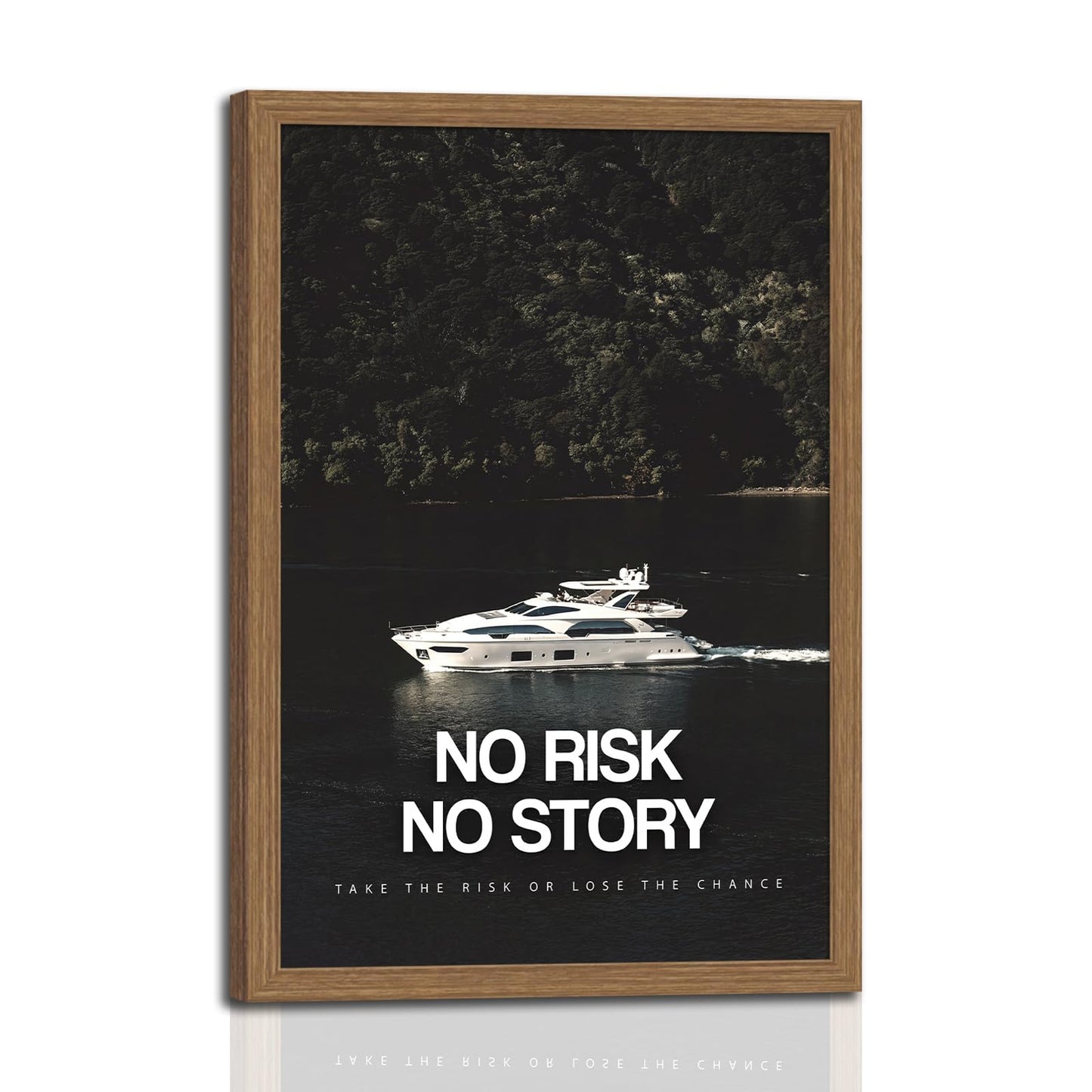 Wood Framed Motivational Office Wall Art Luxury Yacht Canvas Print, Modern Inspirational Success Quote Poster,Nautical Picture Wall Decor for Home Office, Study8x10Inches