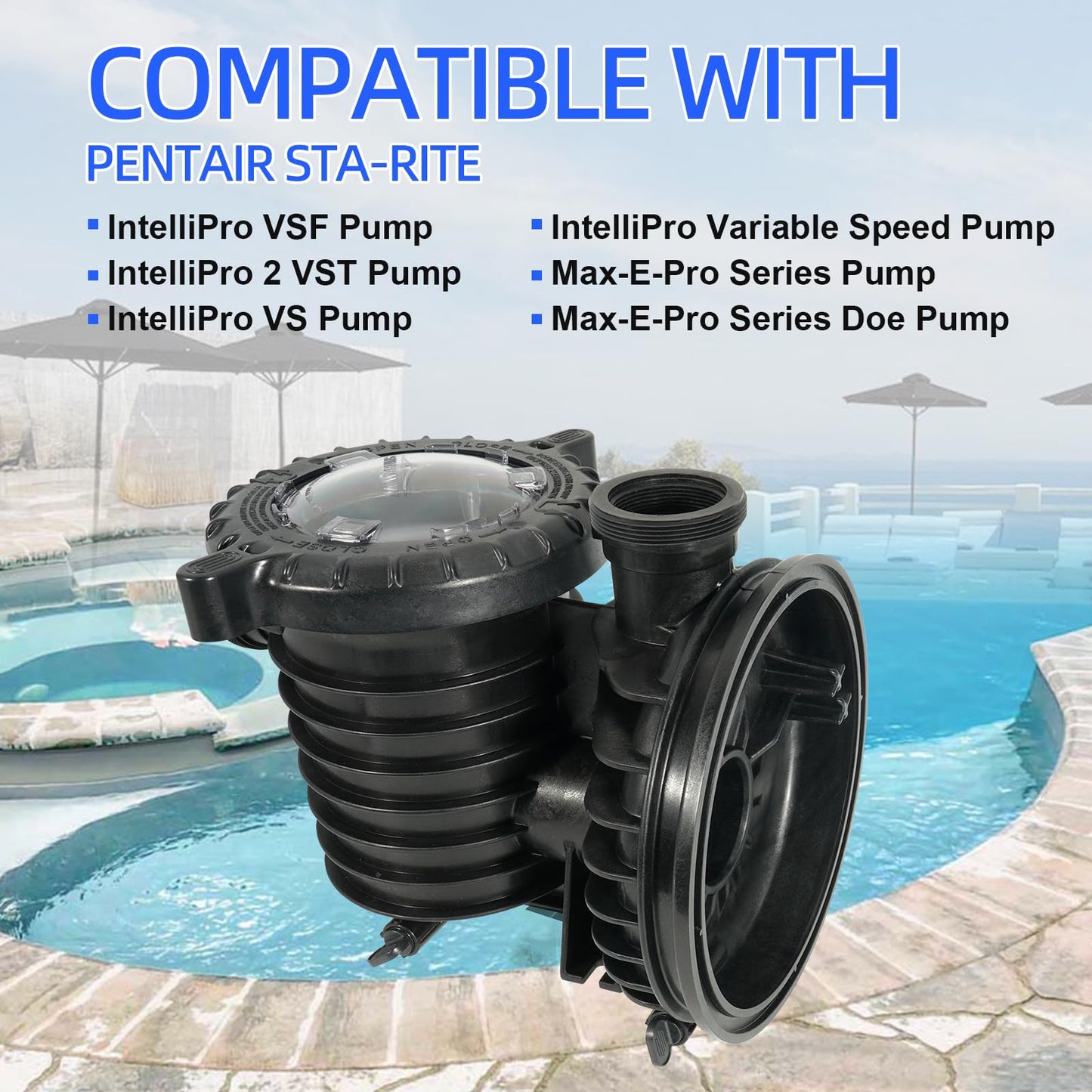loosoo 17307-0110S Pool Pump Tank Body Assembly Compatible with Pentair Sta-Rite IntelliPro, Max-E-Pro Series, Trap Body Assembly, Pool And Spa Inground Pump