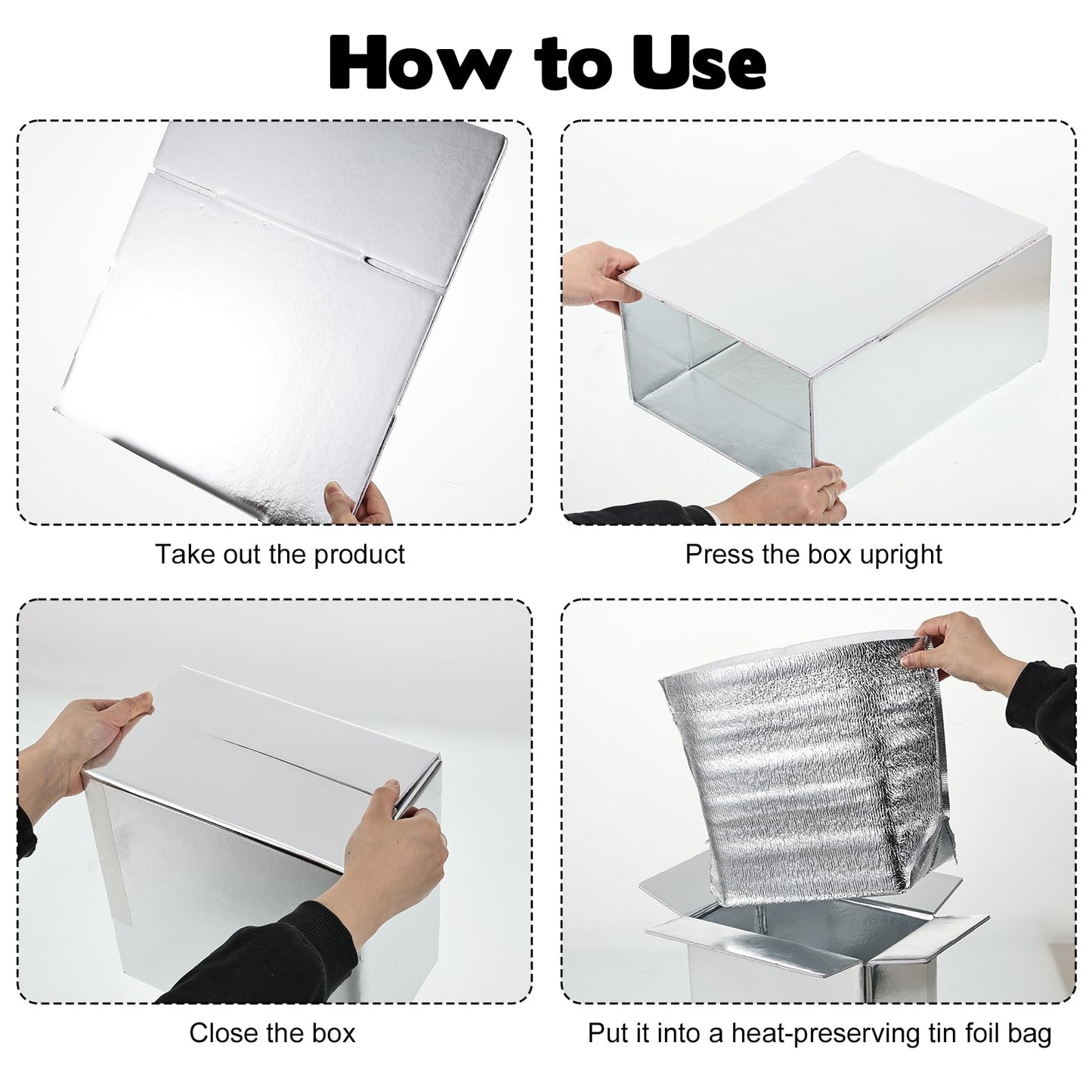 10 Pack Insulated Shipping Boxes - 10.2"x5.9"x7" Cold Shipping Boxes with Aluminium Foil Liner, Reusable Waterproof Cooler Kits, Foldable Leakproof Cooler Cartons for Frozen Food,Seafood & Desserts