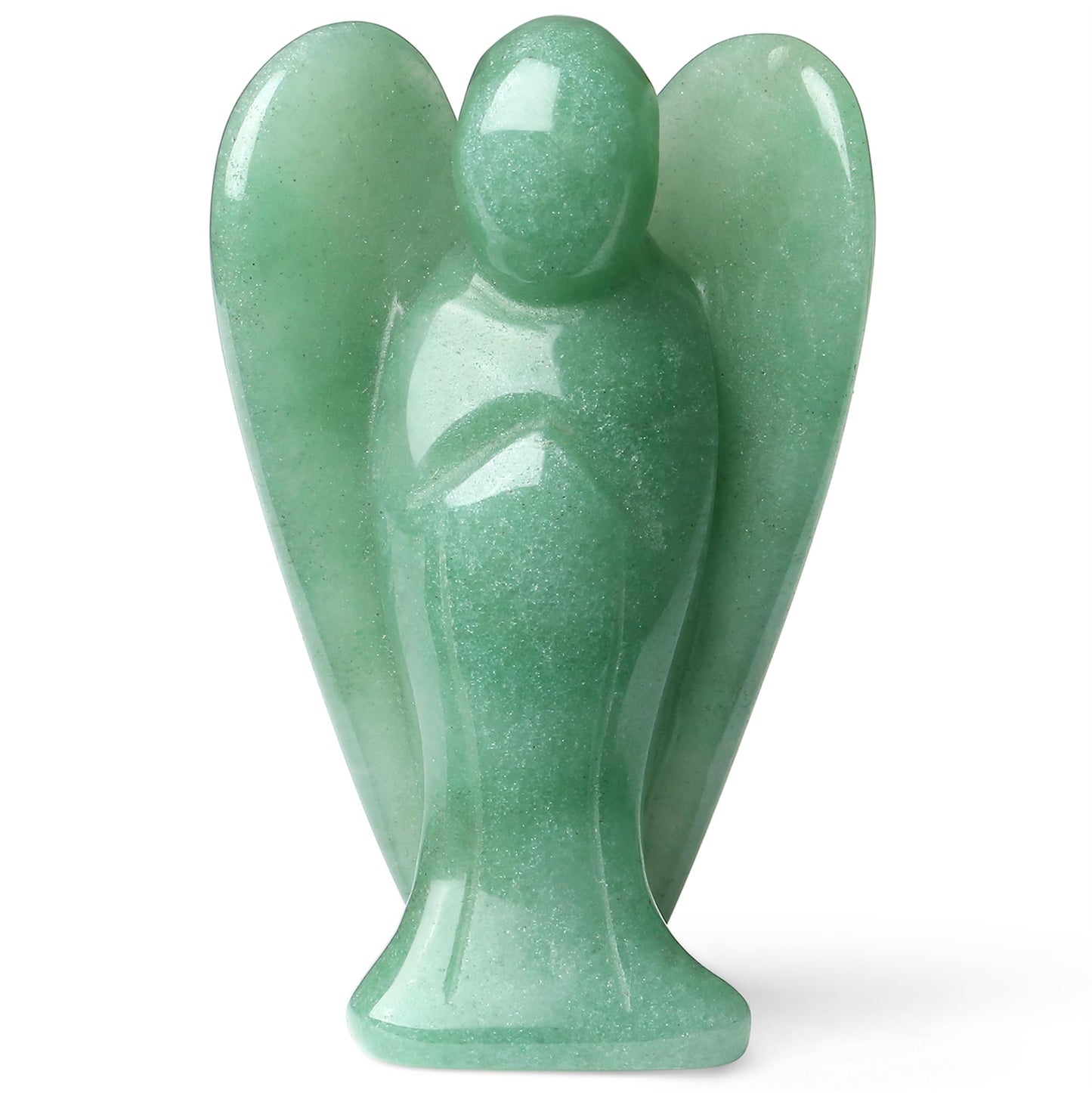YATOJUZI 3" Green Aventurine Angel Decor Big Hand-Carved Angels Guardian Sculpture Statue Figurines Natural Crystal Stones and Healing Crystals Home Room Office Desk Decoration Wisdom Gifts for Women