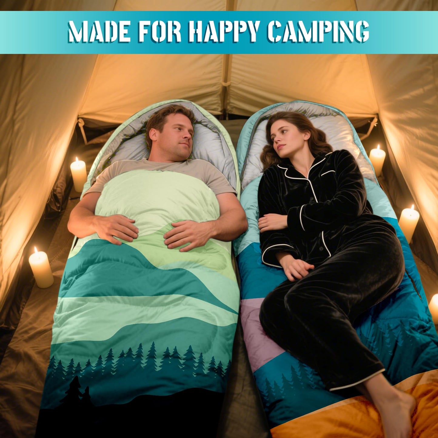 Sleeping Bags for Adults, 3 Seasons Warm & Cold Weather Waterproof Lightweight Backpacking Camping Sleeping Bag for Indoor Outdoor Camping Hiking Traveling, Camping Gear Equipment