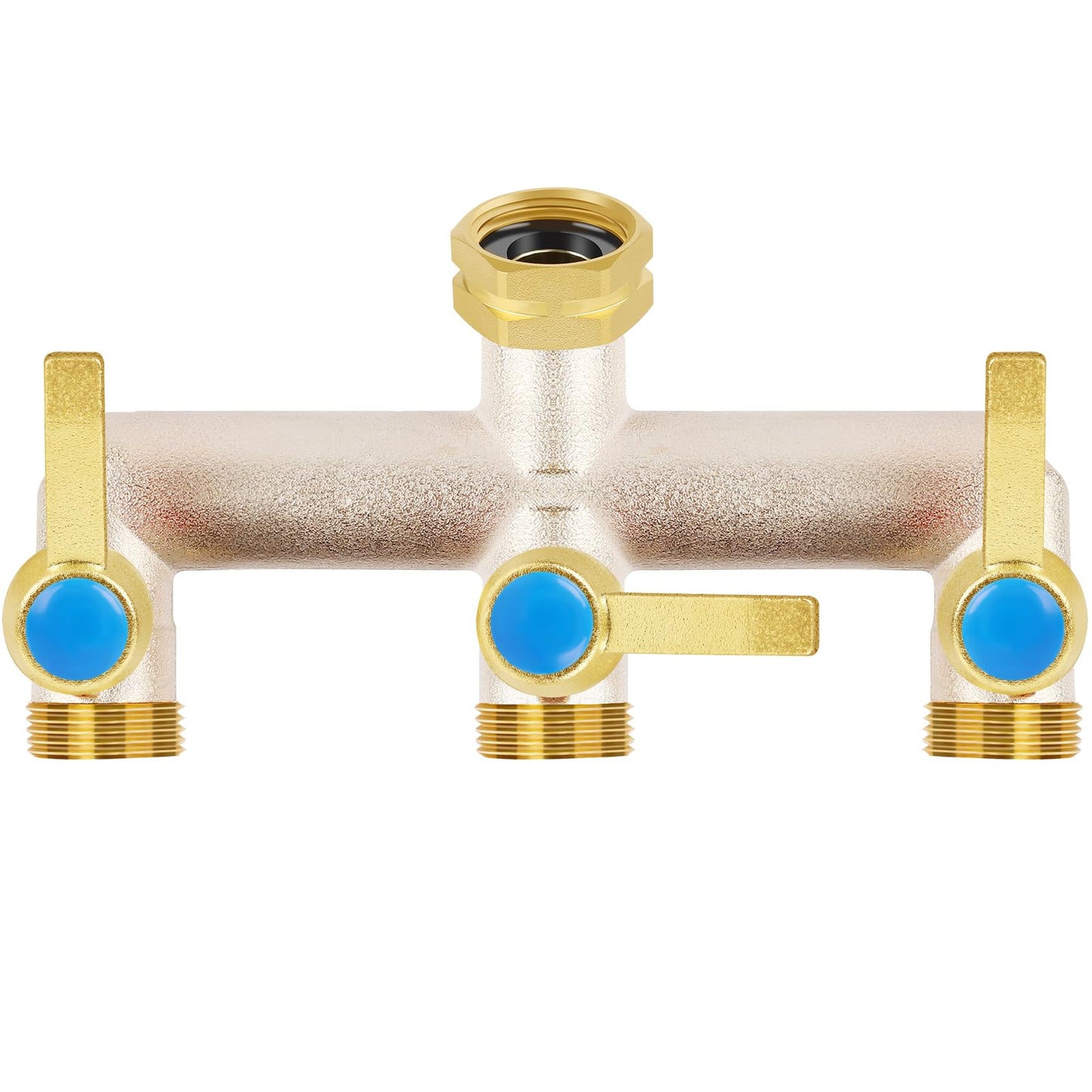 Upgraded Brass Garden Hose Splitter, 3/4" Hose Splitter 3 Way Heavy Duty with Extension Handles, Outdoor Faucet Splitter Water Spigot Splitter with Individual On/Off Valve