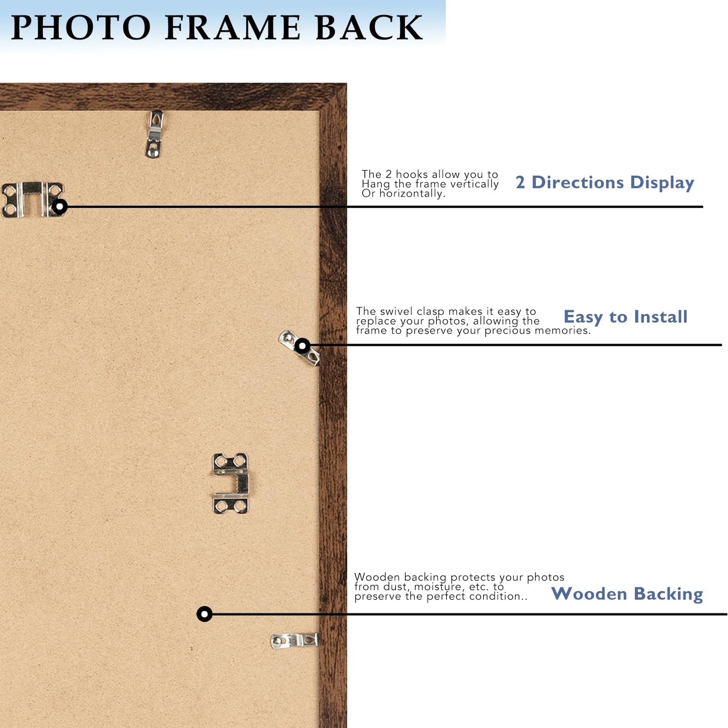 QOTIB 11x14 Picture Frame with 8x10 Mat Deep Brown, Display 8x10 with Mat or 11x14 Without Mat, Wood 11 by 14 Photo Frame, 11 x 14 Frame for Wall Hanging Display, Deep Brown