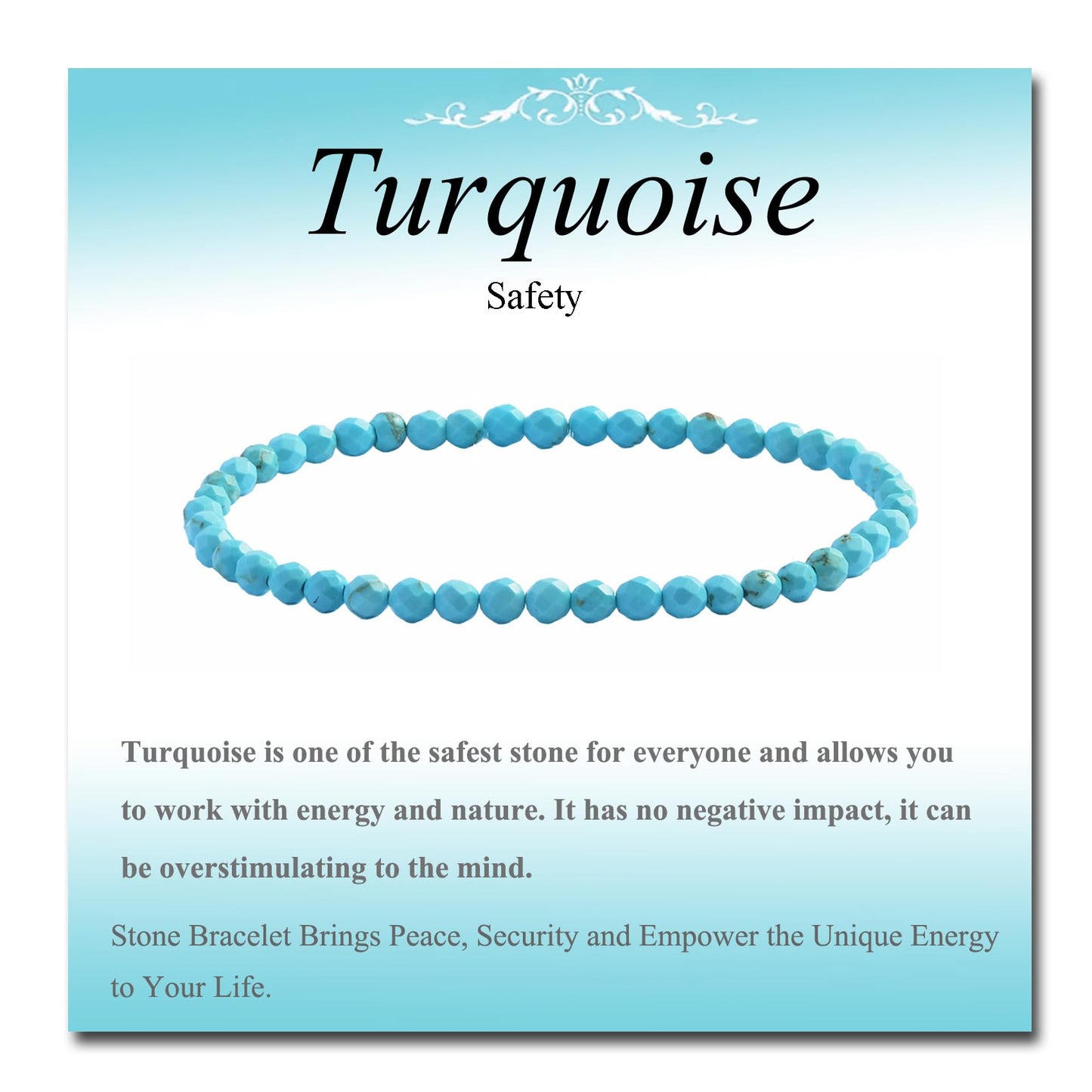 MASSIVE BEADS Natural Genuine Gemstone Beads Healing Crystal Chakra Reiki Jewelry Faceted Round Beads Bracelets (Turquoise, 3mm)