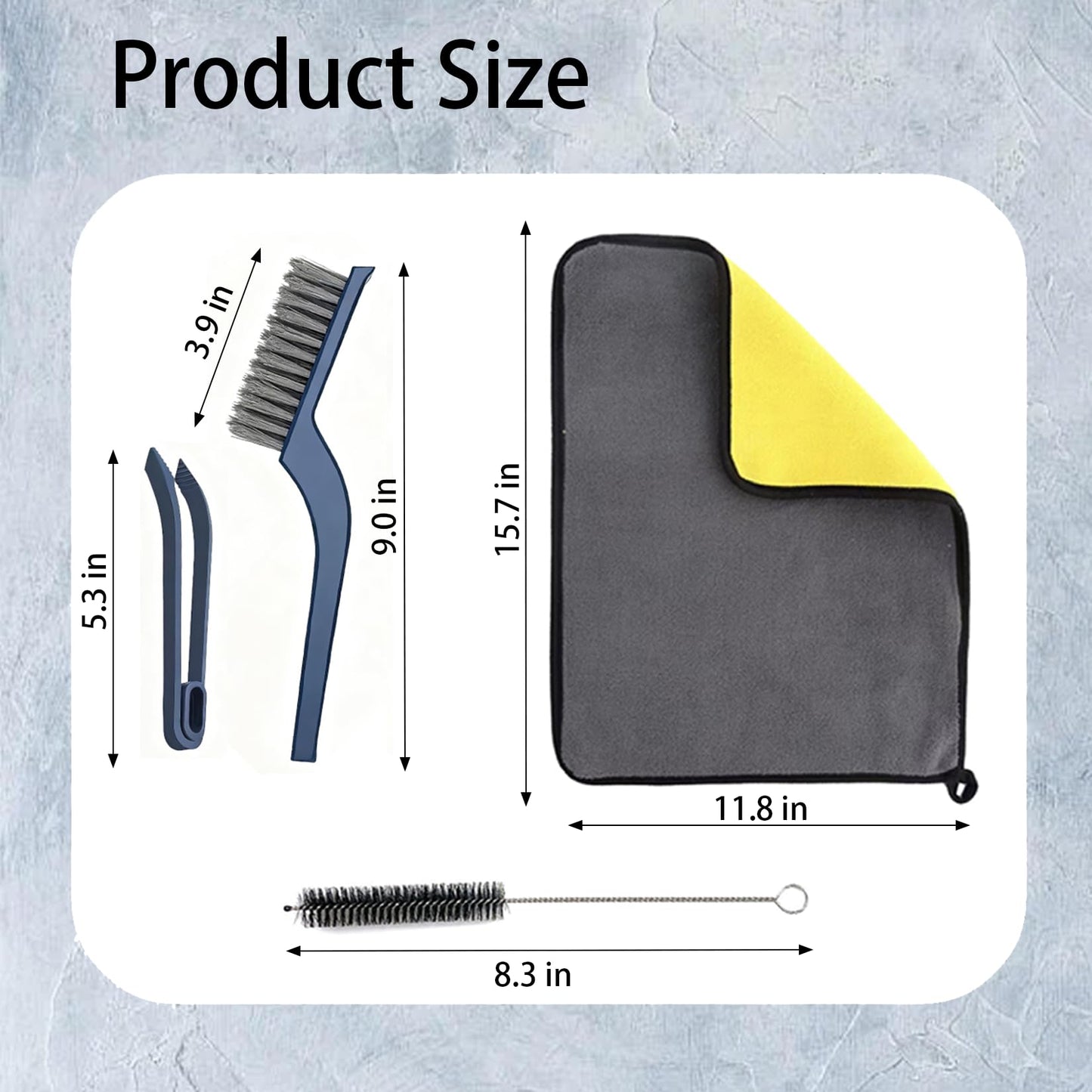 GLDFI 10-Piece Heavy-Duty Scrub Brushes Set with Bird Bath Scrubber and Crevice Tools for Outdoor, Kitchen, Bathroom, Tire & Wheel(Yellow)
