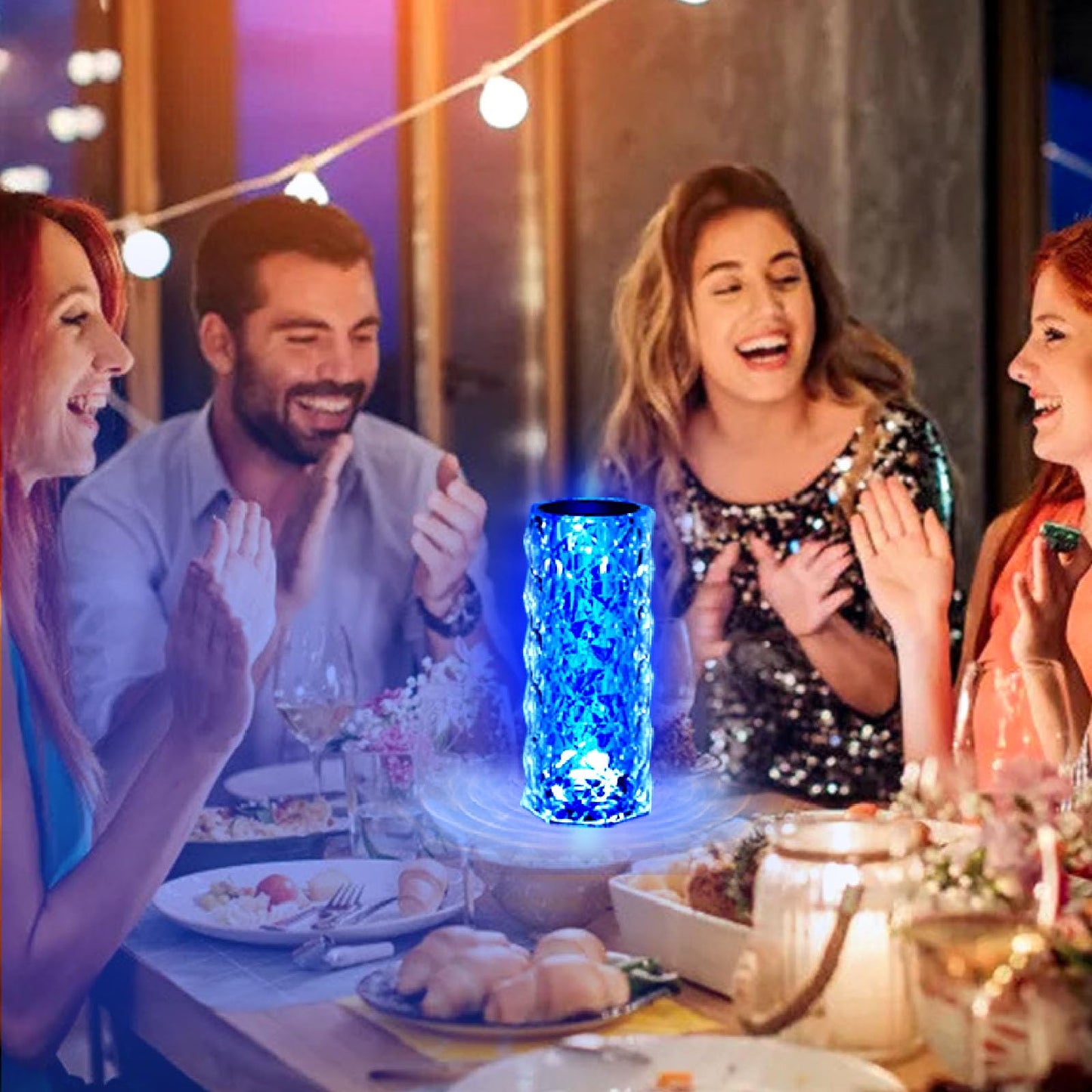 VoMii Crystal Lamp Touch, RGB 16 Colors Changing Night Light with Remote, Crystal Table Lamp Bedside Lamp, Rose Wave Diamond Night Light, Ambient Lighting for Bedroom/Game Room/Dinning Room