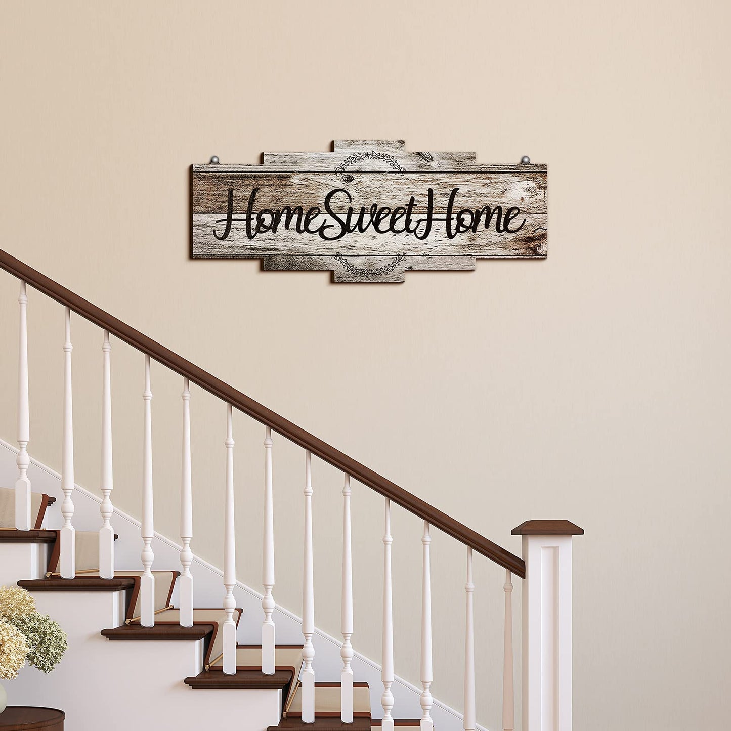 Jetec Home Sweet Home Sign, Rustic Wood Room Wall Decor, Farmhouse Plaque Wall Hanging Wooden Sign for Bedroom, Living Room, Wedding Decor(Gray)