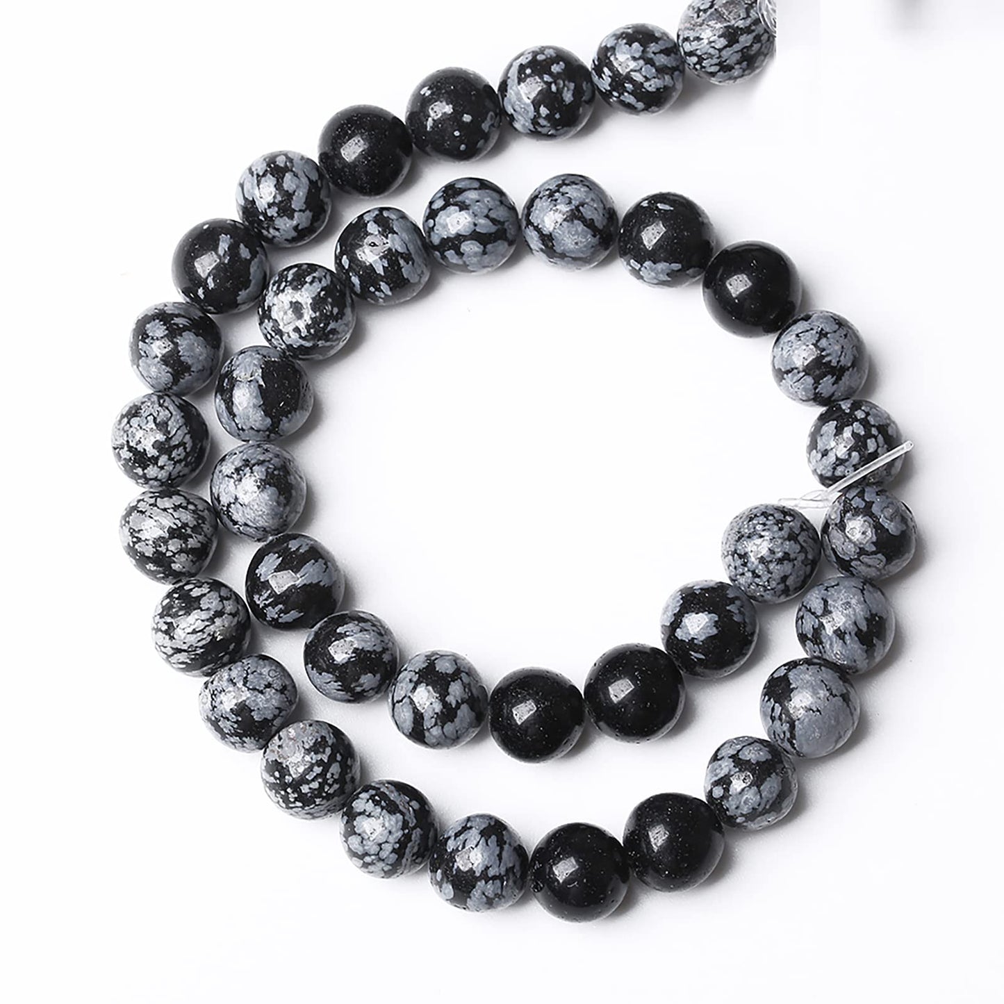 Natural Snowflake Obsidian Beads Round Loose Stone Energy Healing Gemstone Beads for Jewelry Making DIY Bracelet Necklace for Jewelry Making 10mm 38pcs