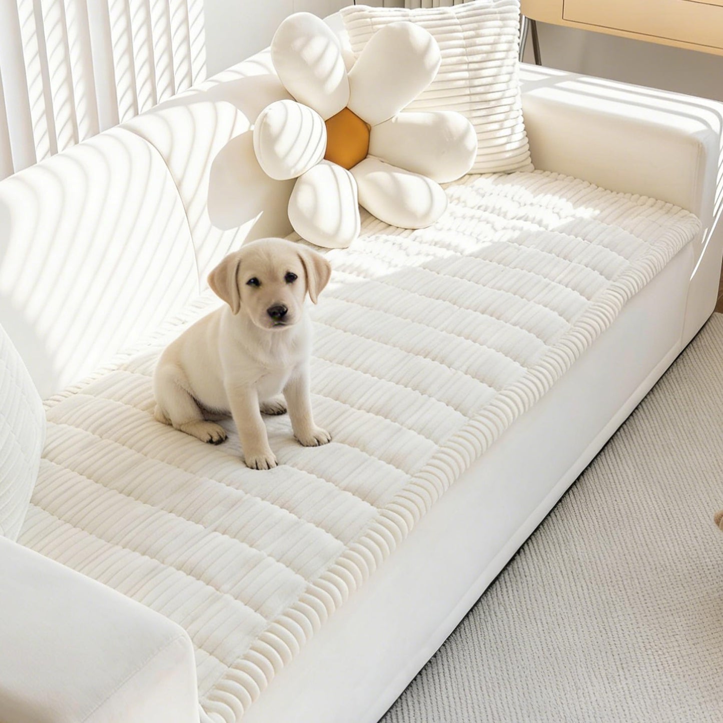 Mivnue Pet Couch Cover, Couch Covers for Dogs, Washable Dog Sofa Covers Couch Protector, Fuzzy Non Slip Couch Slipcover Pet Friendly (White, 27.6" x 59.1")