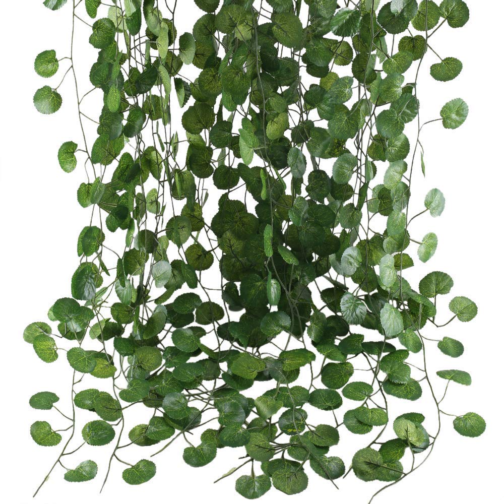 HO2NLE 12 Pack 84Ft Artificial Vines Hanging Greenery Garland Leaves Wall Room Ceiling Decor Fake Vines for Home Kitchen Bedroom Garden Wedding Jungle Party Enchanted Forest Decorations