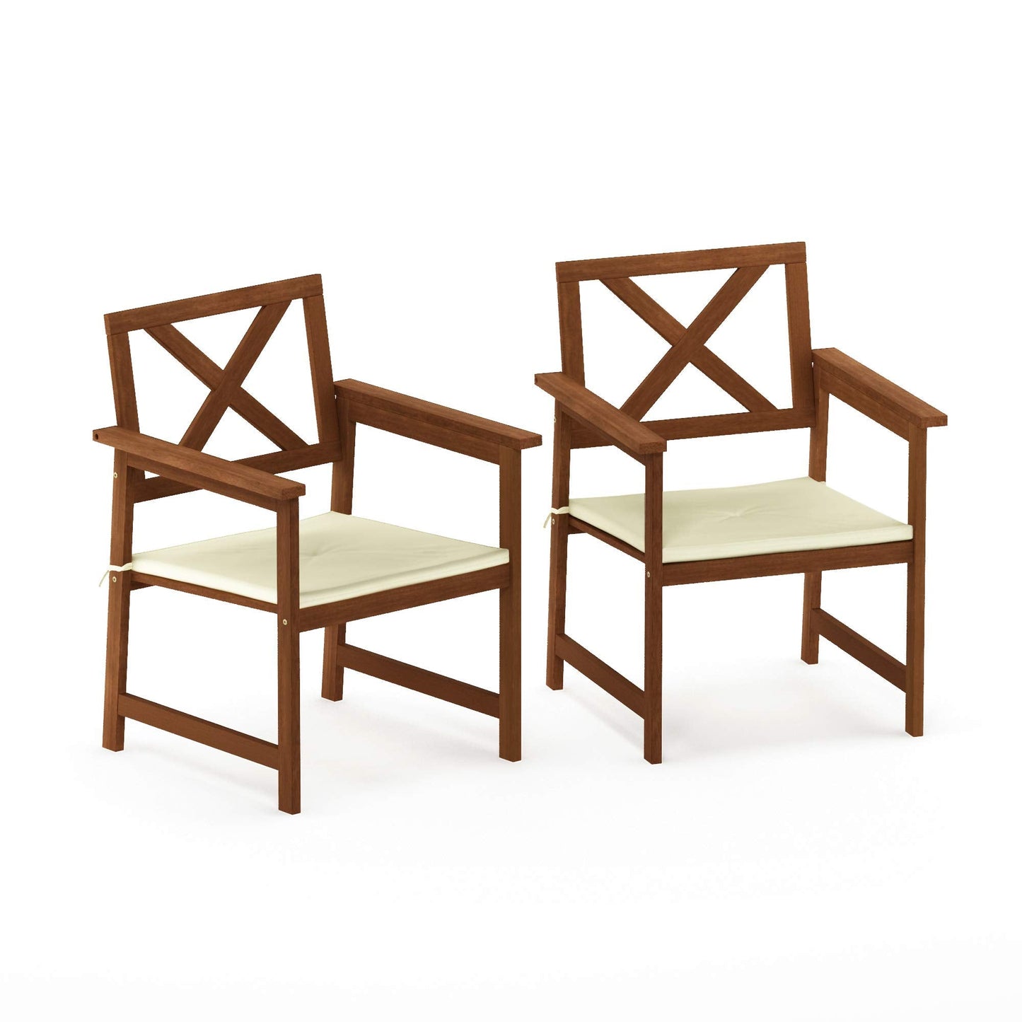 Furinno FG18112C Tioman Hardwood X Back Arm Chair in Teak Oil with Cushion, Natural