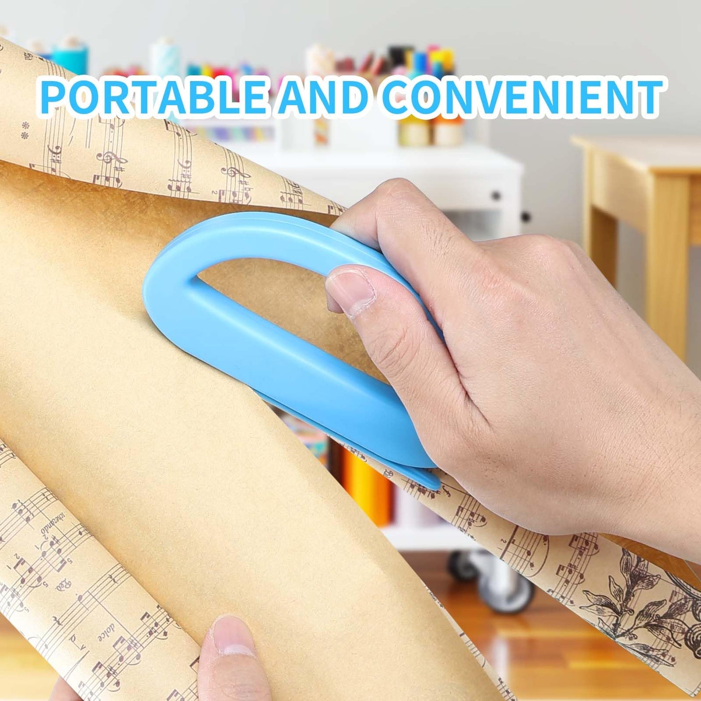 Dual Ended Wrapping Paper Cutter 2-Pack (4 Blades), Sliding Gift Wrap Cutter for Wrapping, Paper Cutting Tool for Christmas, Holidays, and Birthdays