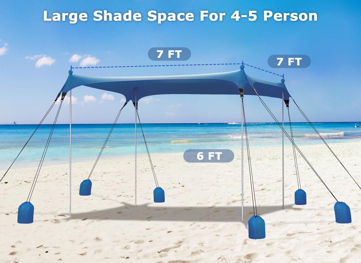 Gorich Beach Tent Sun Shelter with 8 Sandbags, UPF50+ Protection & Windproof Pop Up Beach Canopy Tent Sun Shade for Family, Travel & Camping, Easy Setup Canopy Umbrella