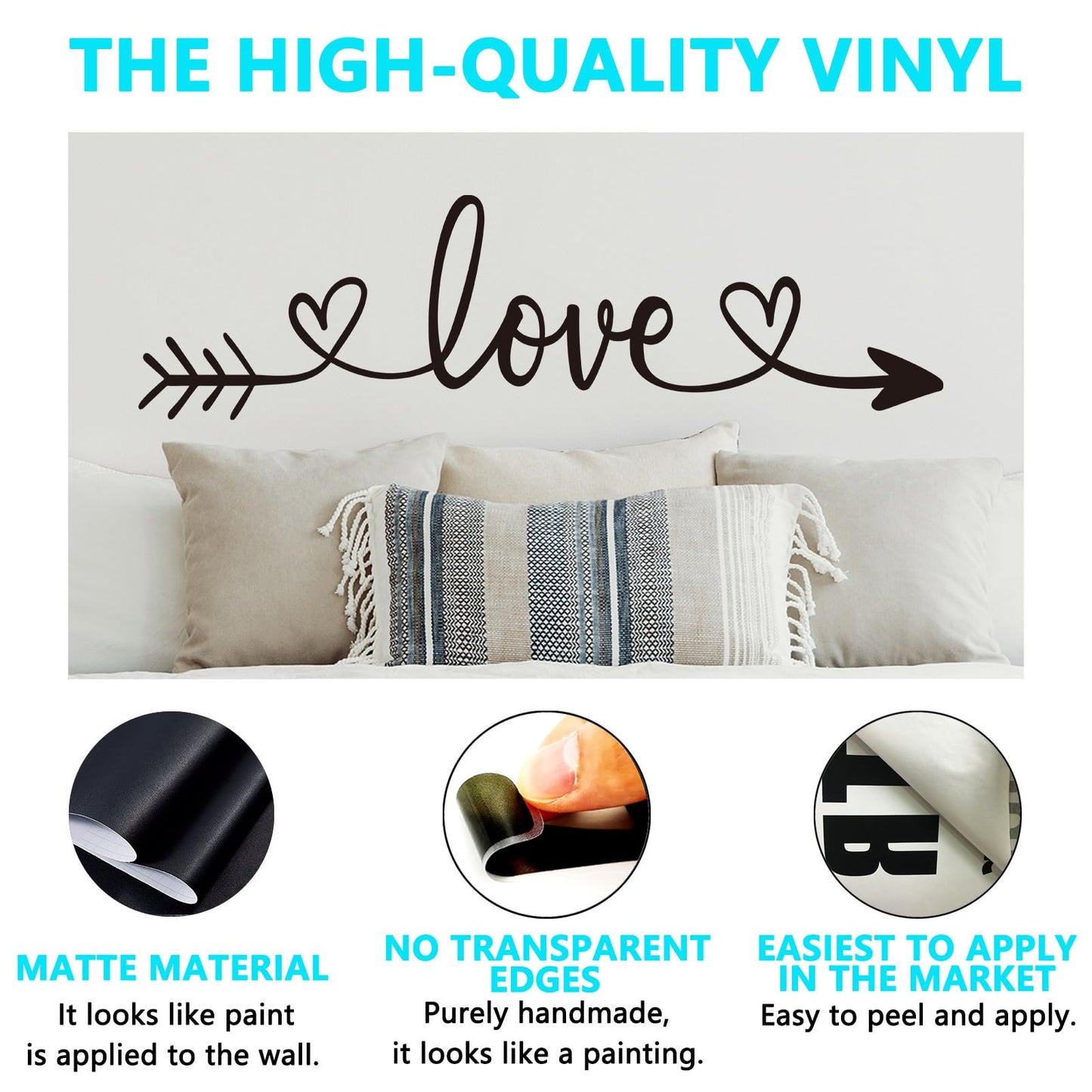 AnFigure Love Quotes Wall Stickers: Inspirational Vinyl Art Couples Wall Decals for Home Bedroom Bathroom Living Room - Love Arrow 25"X7"