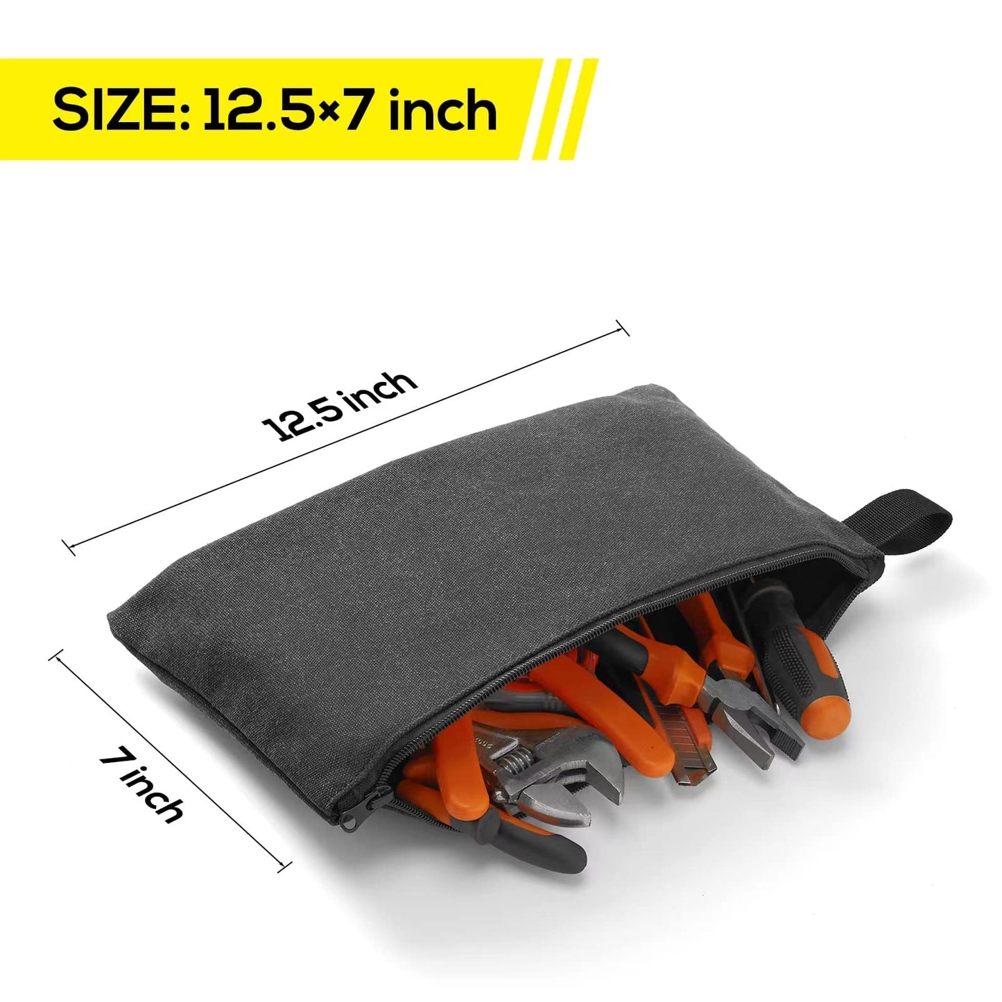 KOYYTO 8 Pack Canvas Tool Pouch with Zipper,Upgrade 16 oz Heavy Duty Small Tool Bag,Multipurpose Organizer Utility Tool Bag,for Tools,Office Supplies,Cosmetics,Stationary