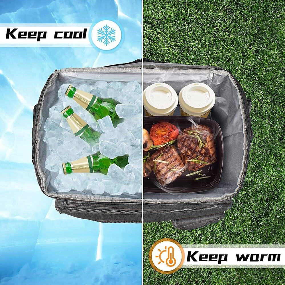 HipierFx Soft Cooler with Wheels and Handle Portable Collapsible Rolling Cooler Bag for Beach Camping Travel (Black)