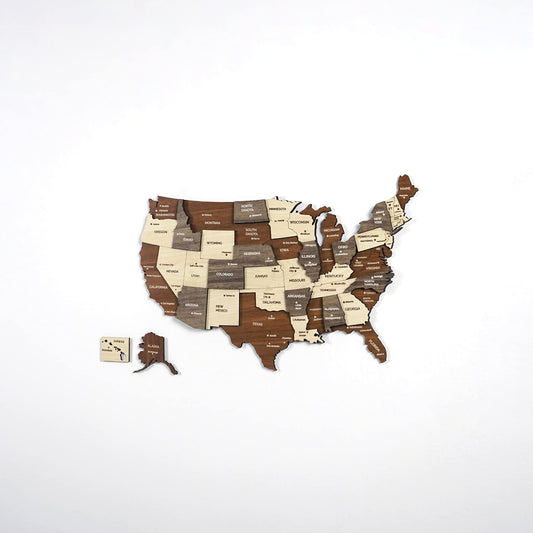 Colorfull Worlds 3D Wooden USA Wall Art, Gift for American Friend, United States of America Wooden Wall Decor, Wall Art for USA Traveller (M- 40x25 cm | 15.7 x 10 inches)
